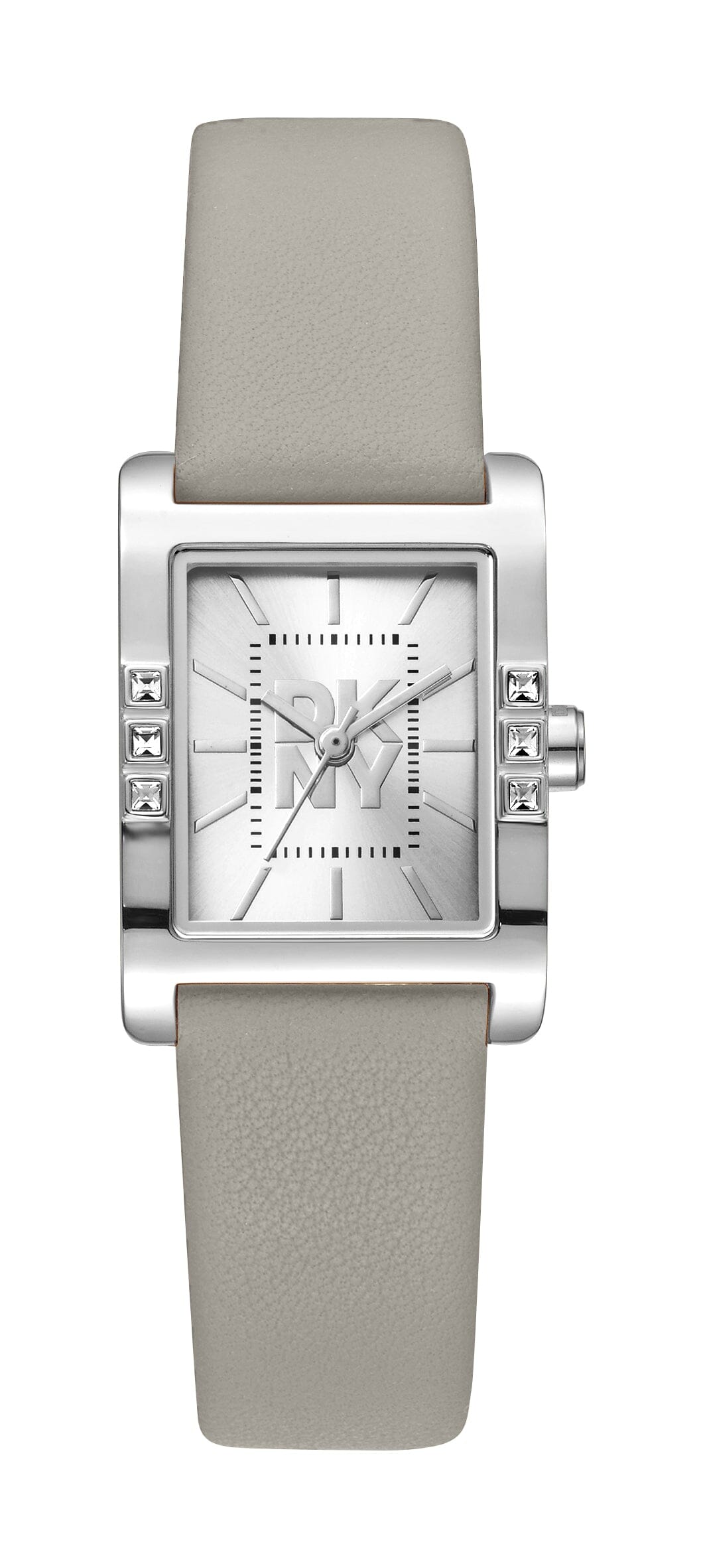 DK5L008L0015 DKNY Logo Grey Leather Strap Silver Women's Watch 22 x 29.5mm Watches DKNY