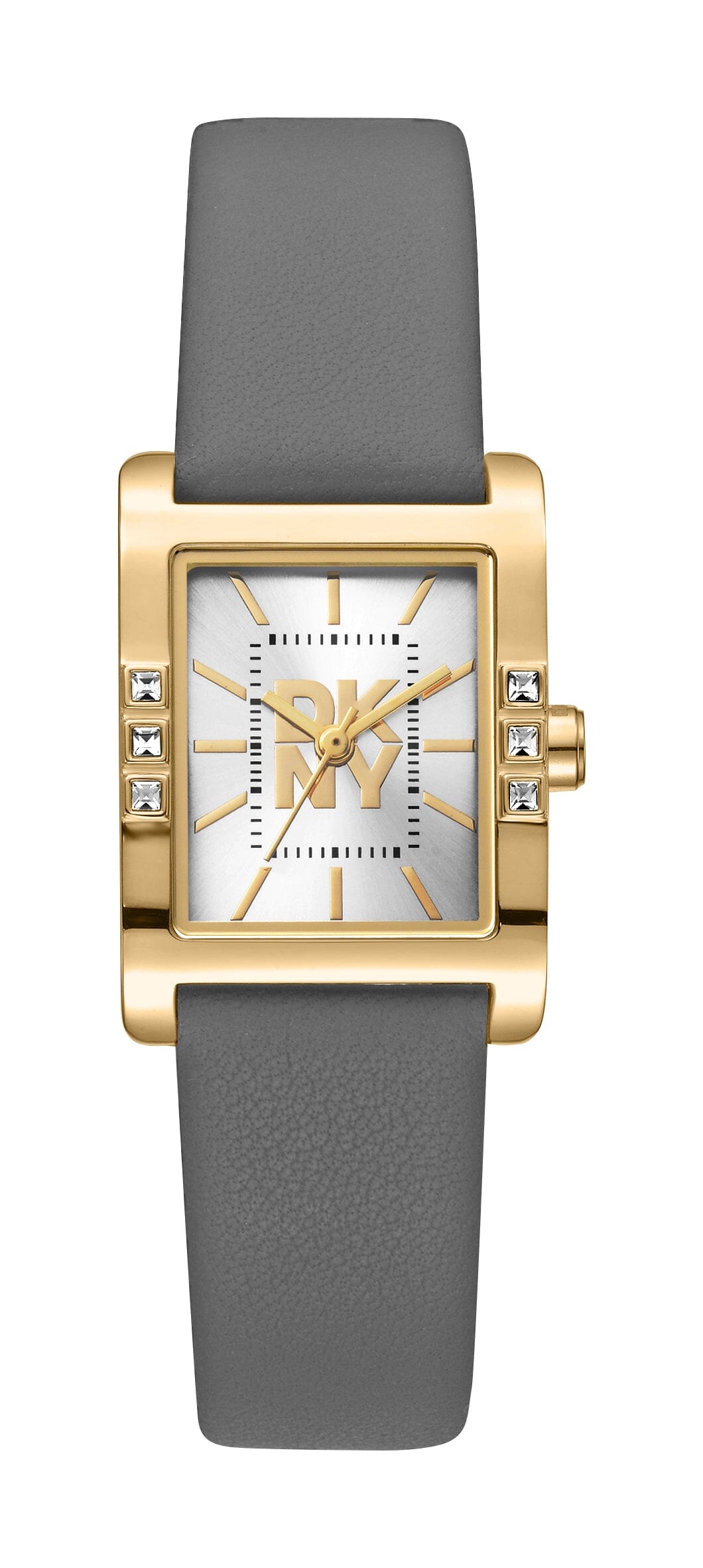 DK5L008L0025 DKNY Logo Silver Dial Grey Leather Strap Women's Watch 22 x 29.5mm Watches DKNY