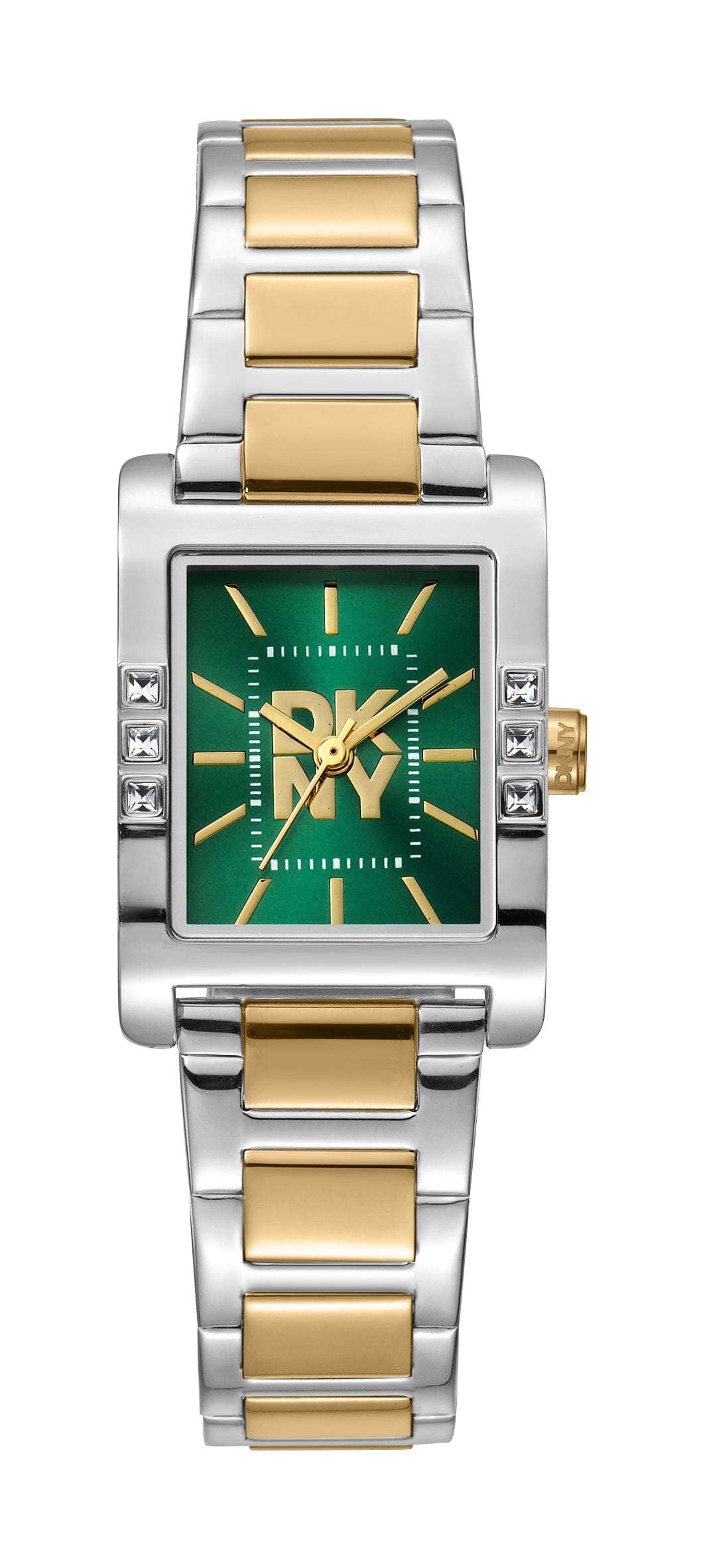 DK5L008M0085 DKNY Logo Two Tone Silver & Gold Stainless Steel Women's Watch 22 x 29.5mm Watches DKNY