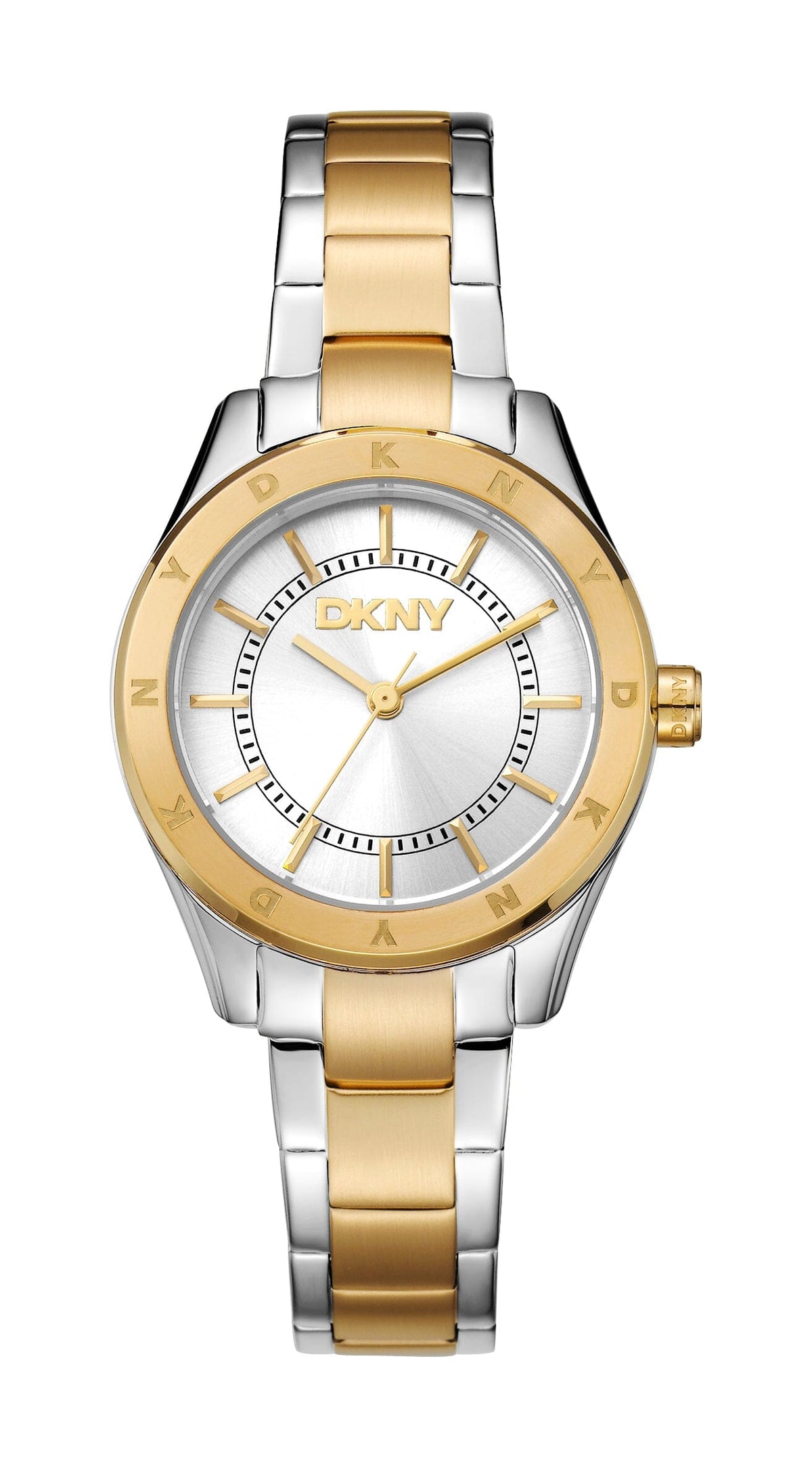 DK5L018M0055 DKNY Women's Silver Dial Two Tone Silver & Gold Stainless Steel Bracelet Watch DKNY 