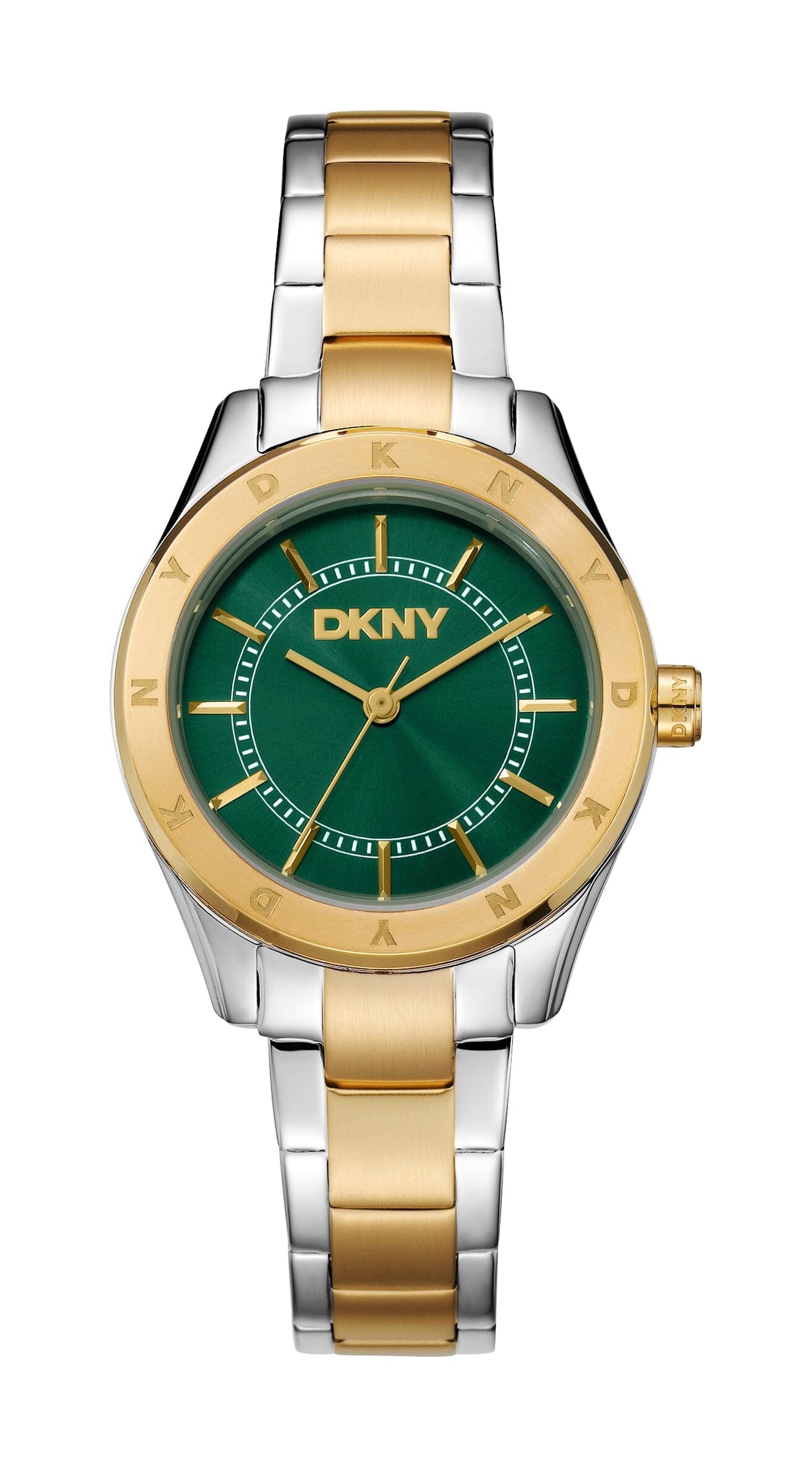 DK5L018M0065 DKNY Women's Dark Green Dial Two Tone Silver & Gold Stainless Steel Bracelet Watch DKNY 