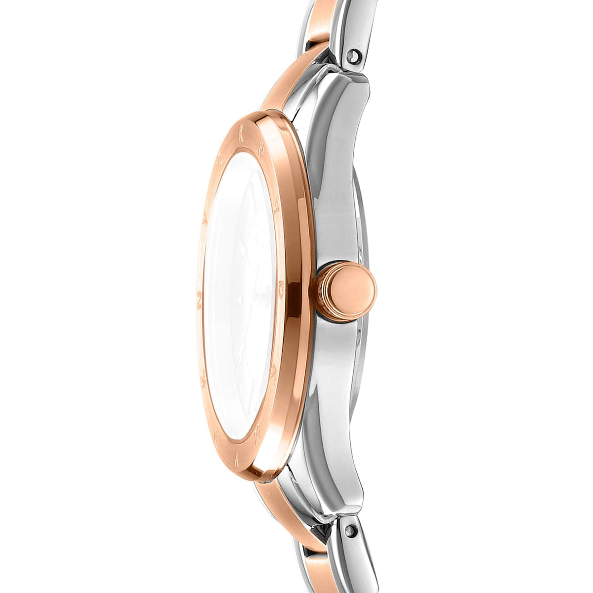 DK5L018M0075 DKNY Women's Silver Dial Two Tone Silver & Rose Gold Stainless Steel Bracelet Watch DKNY 