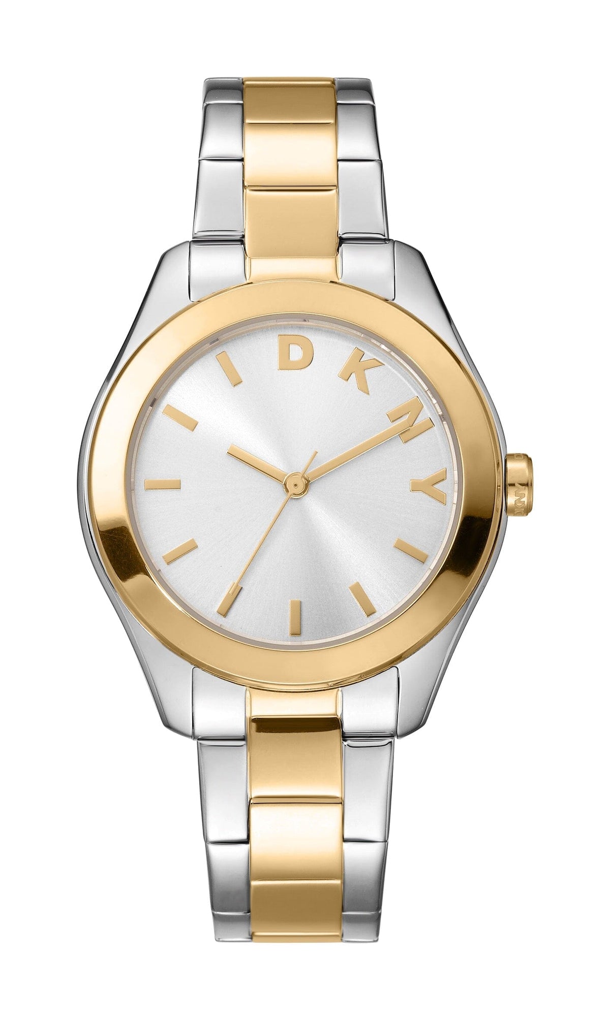 DK5L032M1055 DKNY Women's Silver Dial Two Tone Silver & Gold Stainless Steel Bracelet Watch DKNY 