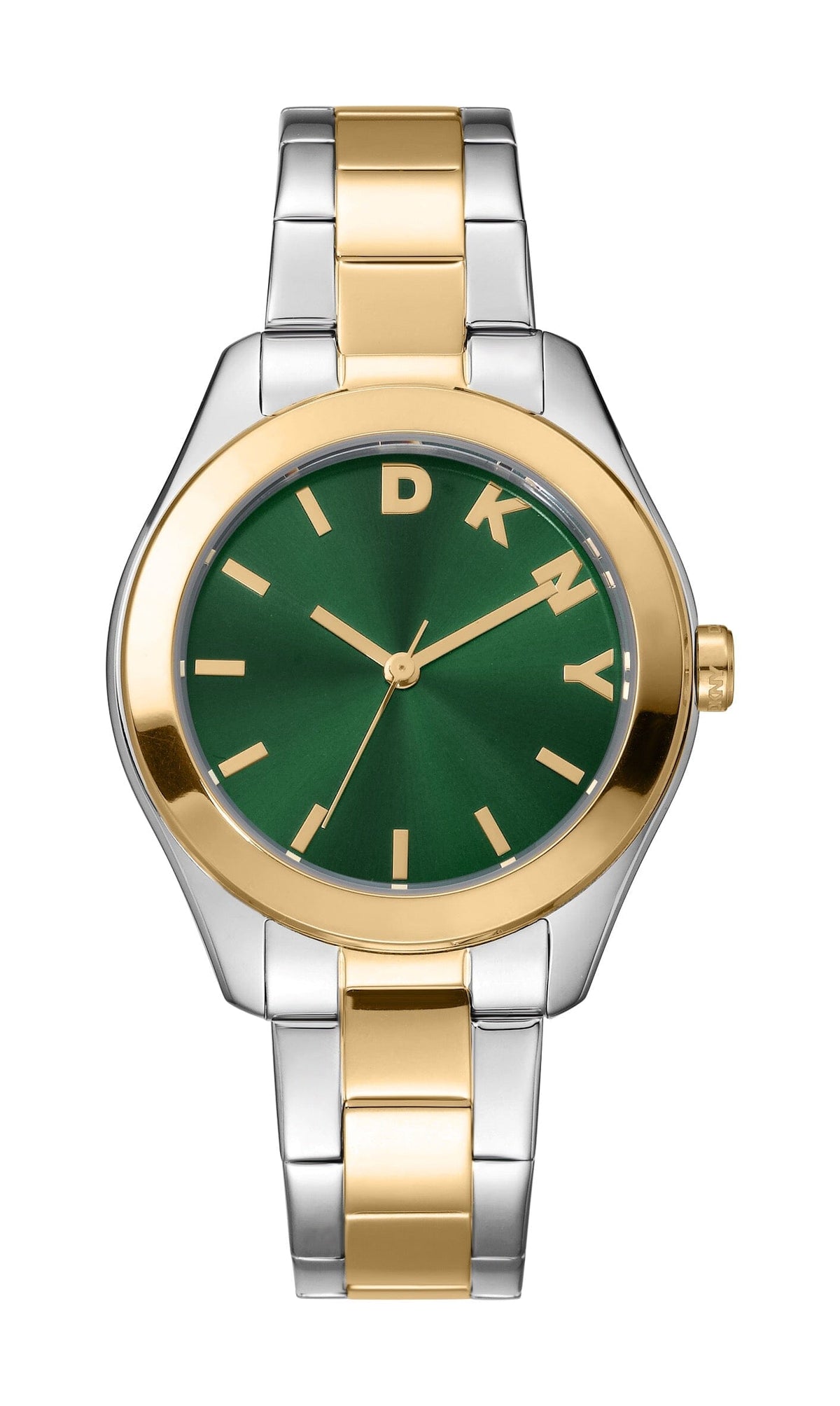 DK5L032M1065 DKNY Women's Dark Green Dial Two Tone Silver & Gold Stainless Steel Bracelet Watch DKNY 