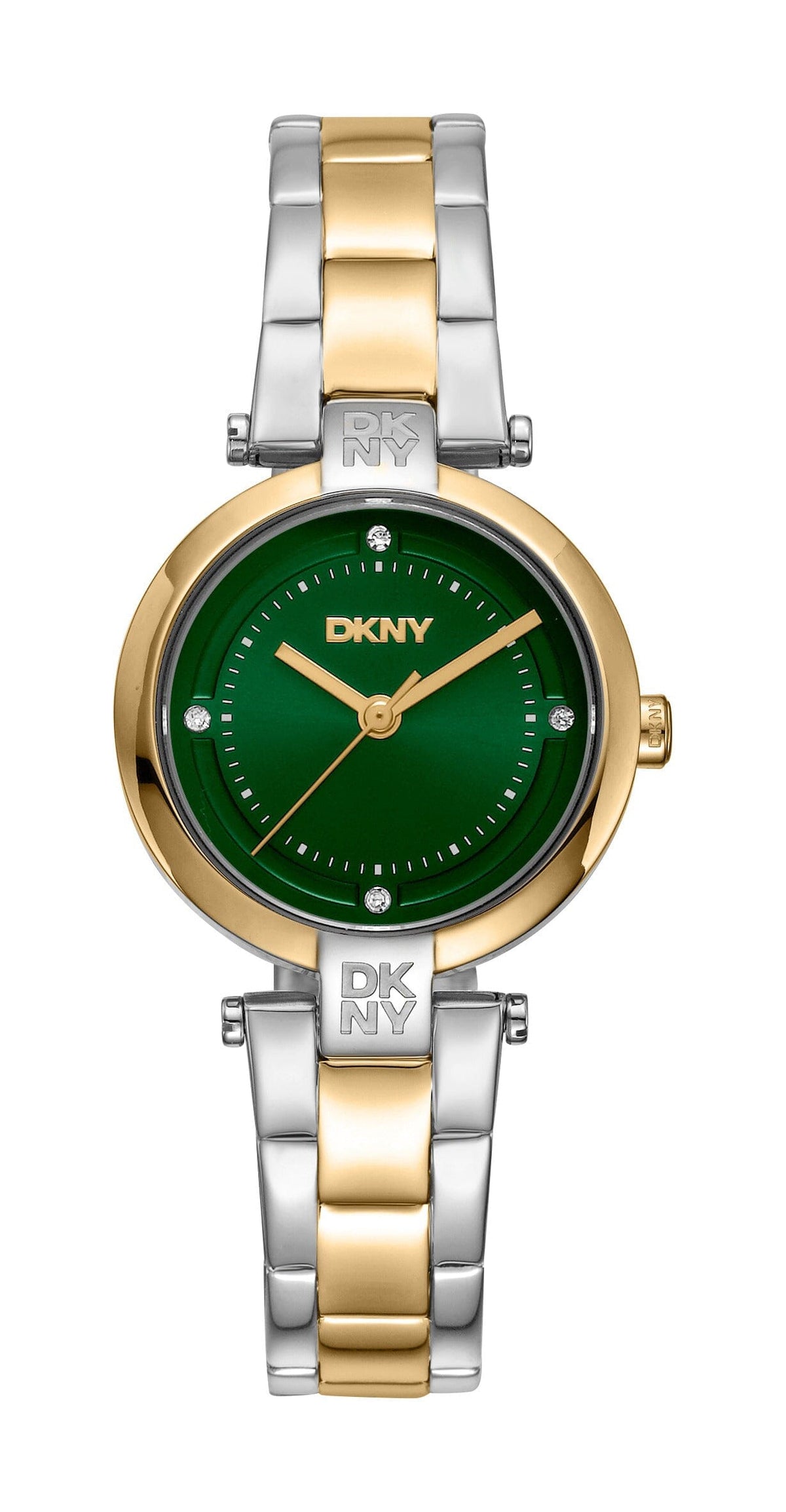 DK5L043M0105 DKNY Women's Dark Green Dial Two Tone Silver & Gold Stainless Steel Bracelet Watch DKNY 