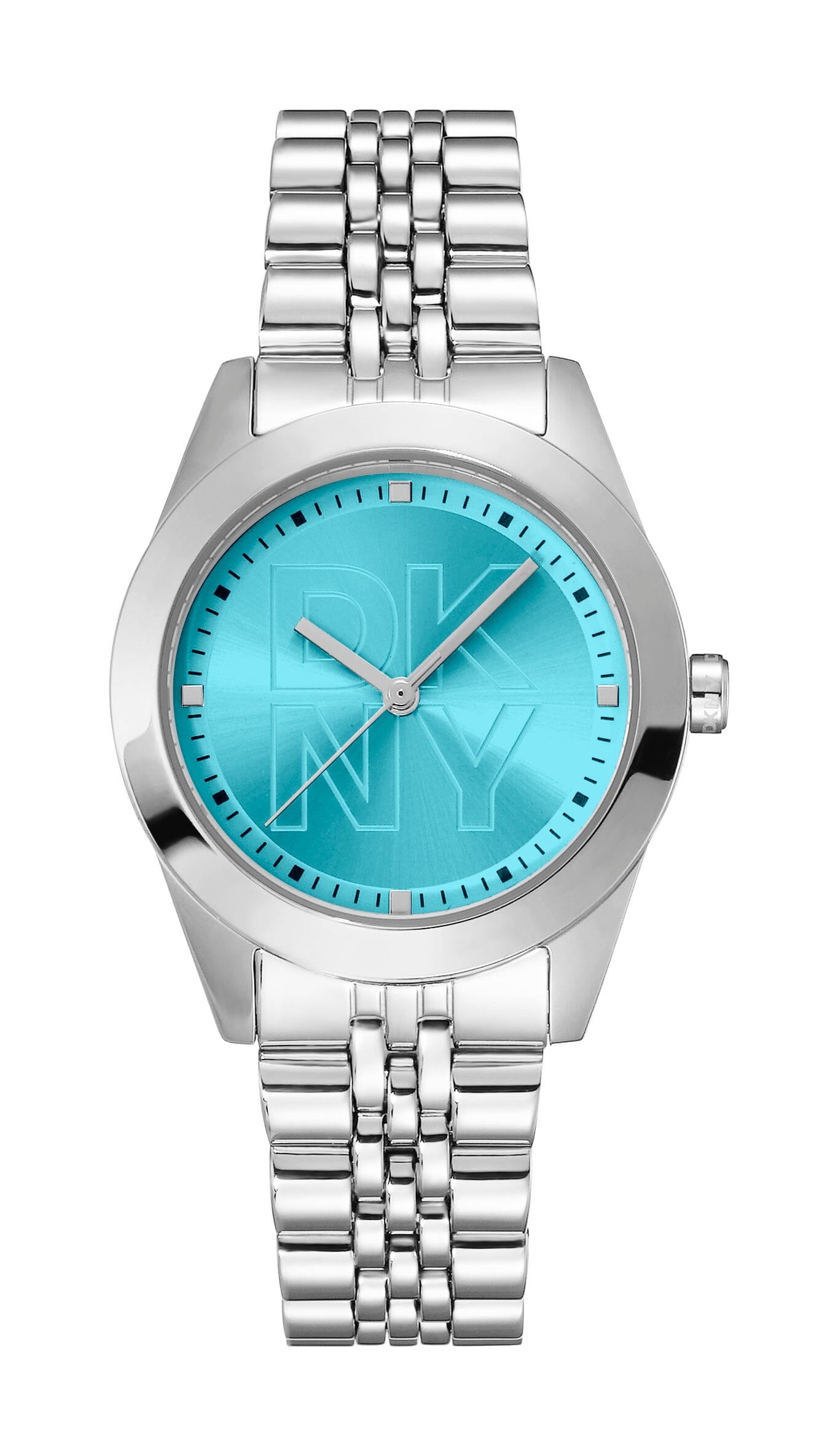 DK5L060M0035 DKNY Logo Blue Dial Silver Stainless Steel Women's Watch 32mm Watches DKNY