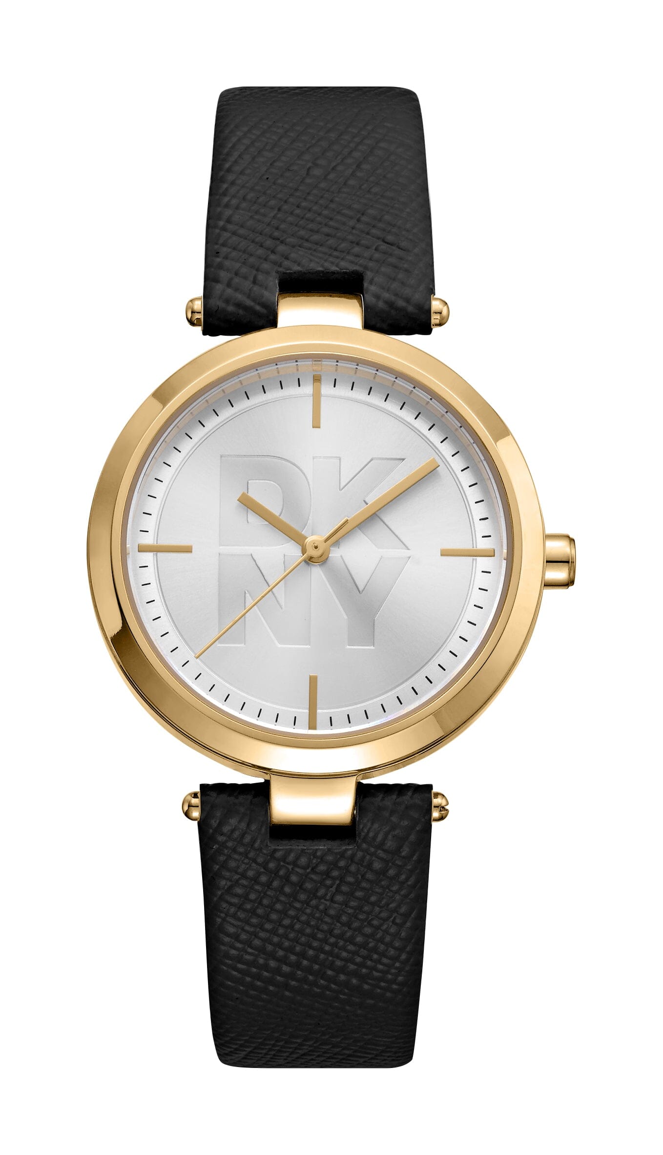 DK5L067L0025 DKNY Logo Black Leather Strap Gold Women's Watch 32mm Watches DKNY