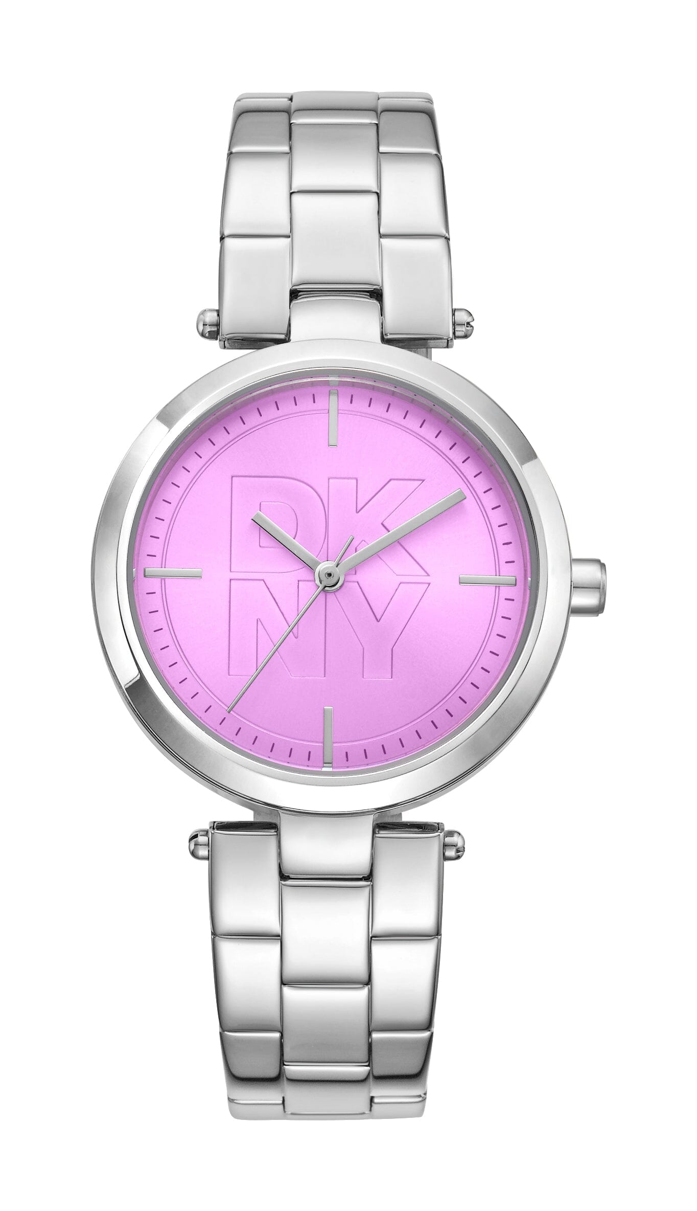 DK5L067M0045 DKNY Logo Pink Dial Silver Stainless Steel Women's Watch 32mm Watches DKNY
