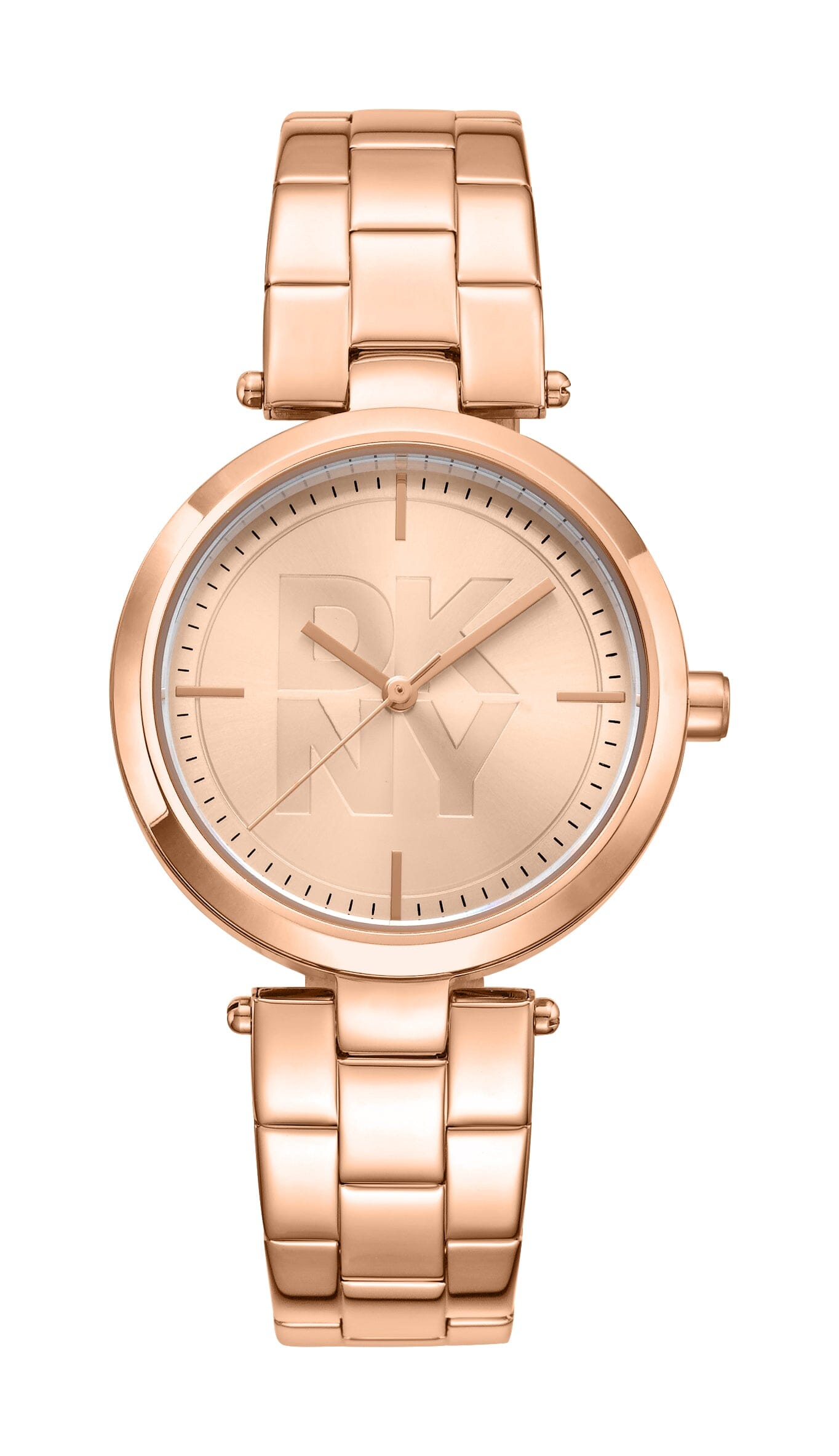 DK5L067M0065 DKNY Logo Rose Gold Dial Stainless Steel Women's Watch 32mm Watches DKNY