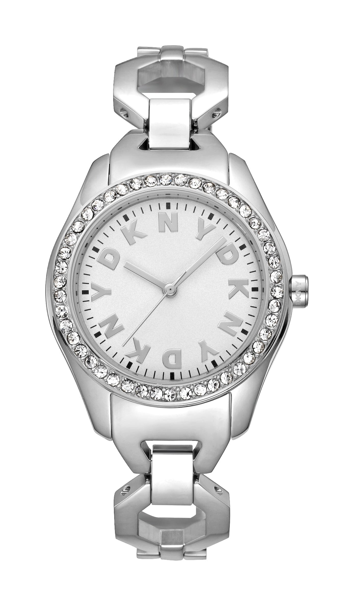 DK5L075M0015 DKNY Logo Silver Dial Stainless Steel Women's Watch 33mm Watches DKNY