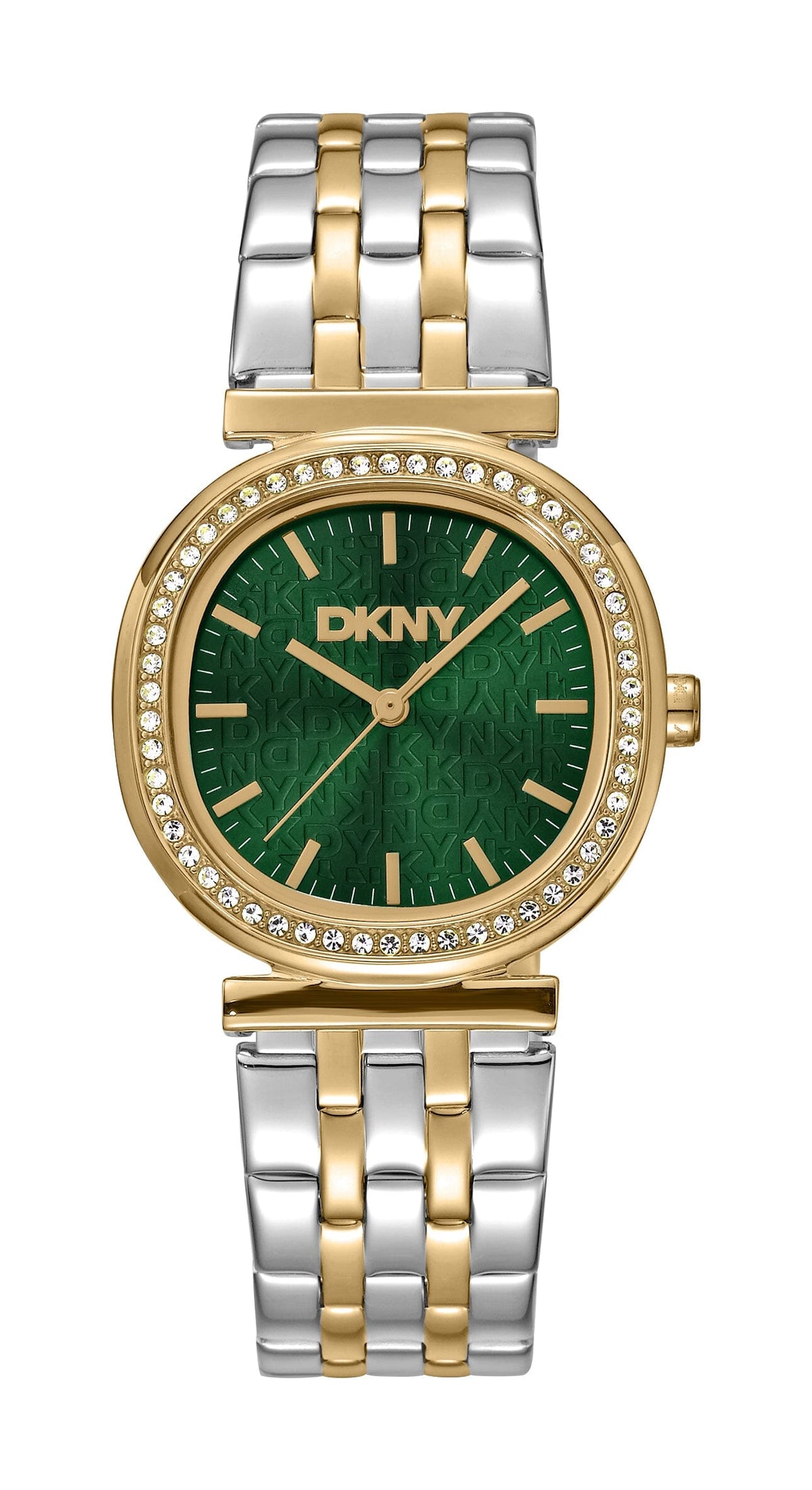 DK5L083M0095 DKNY Women's Dark Green Dial Two Tone Silver & Gold Stainless Steel Bracelet Watch DKNY 