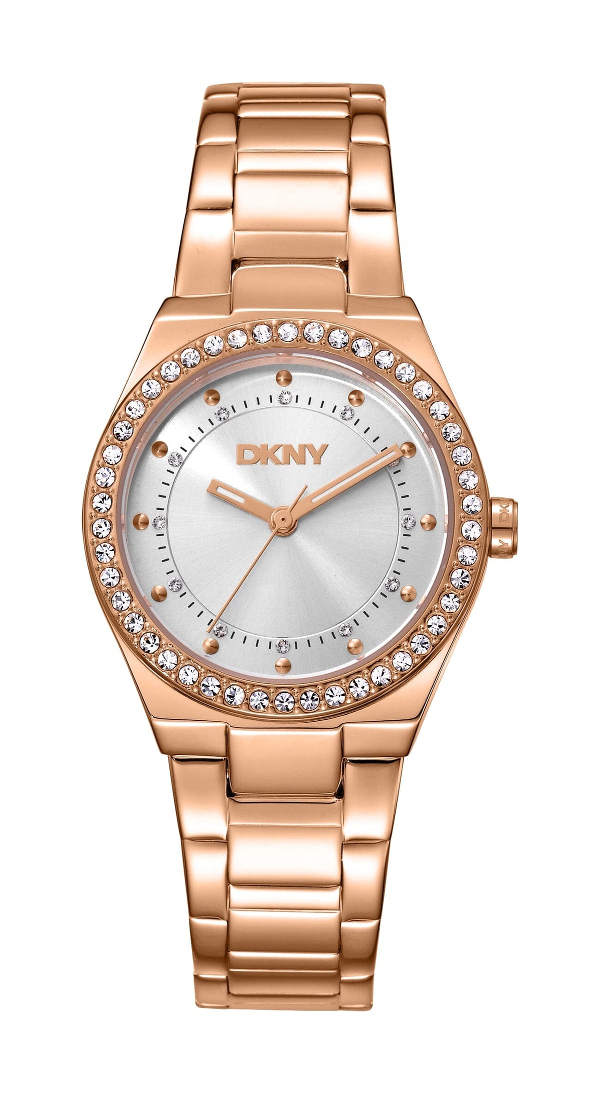 DK5L100M0075 DKNY Women's Silver Dial Rose Gold Stainless Steel Bracelet Watch DKNY 
