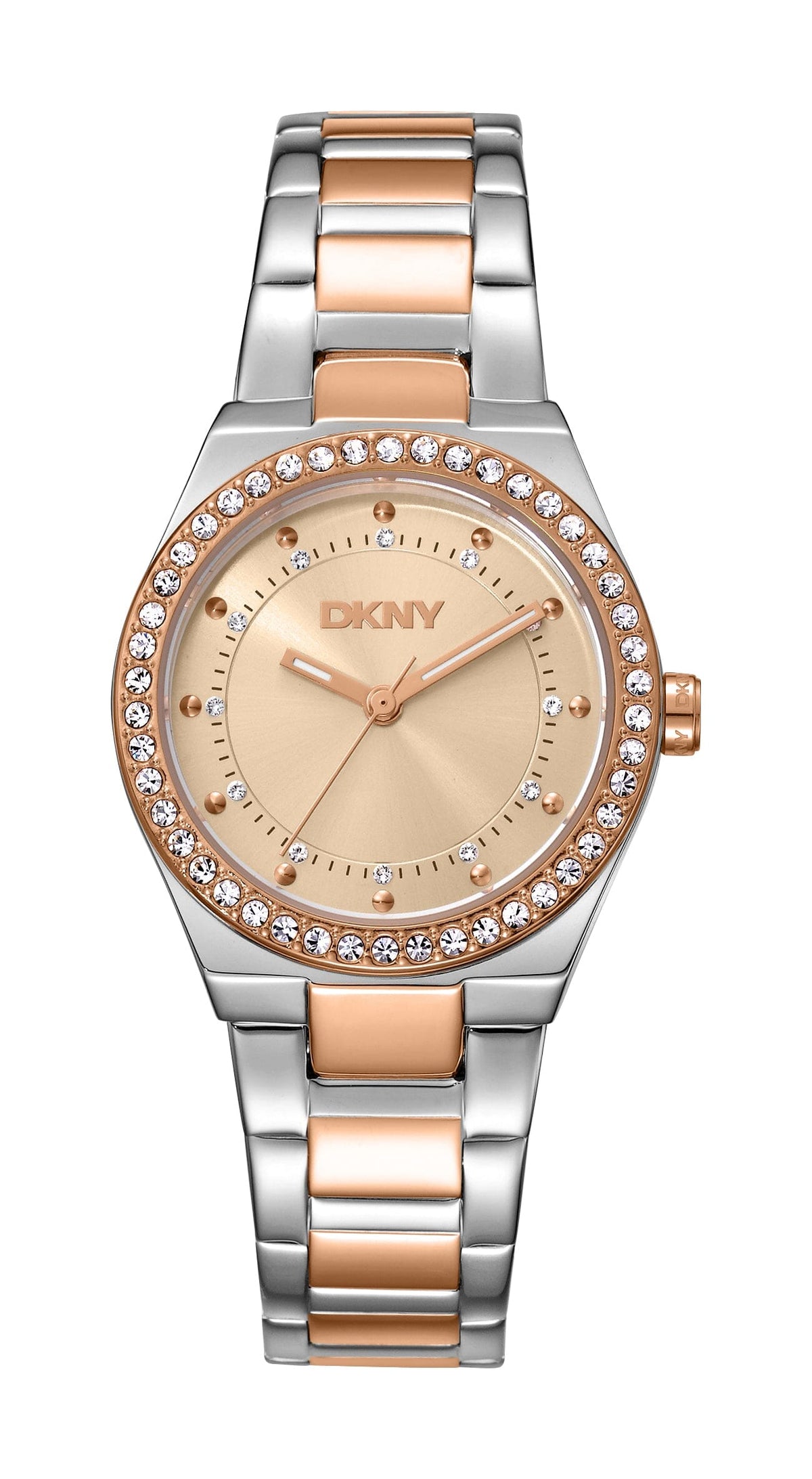 DK5L100M0105 DKNY Women's Rose Gold Dial Two Tone Silver & Rose Gold Stainless Steel Bracelet Watch DKNY 