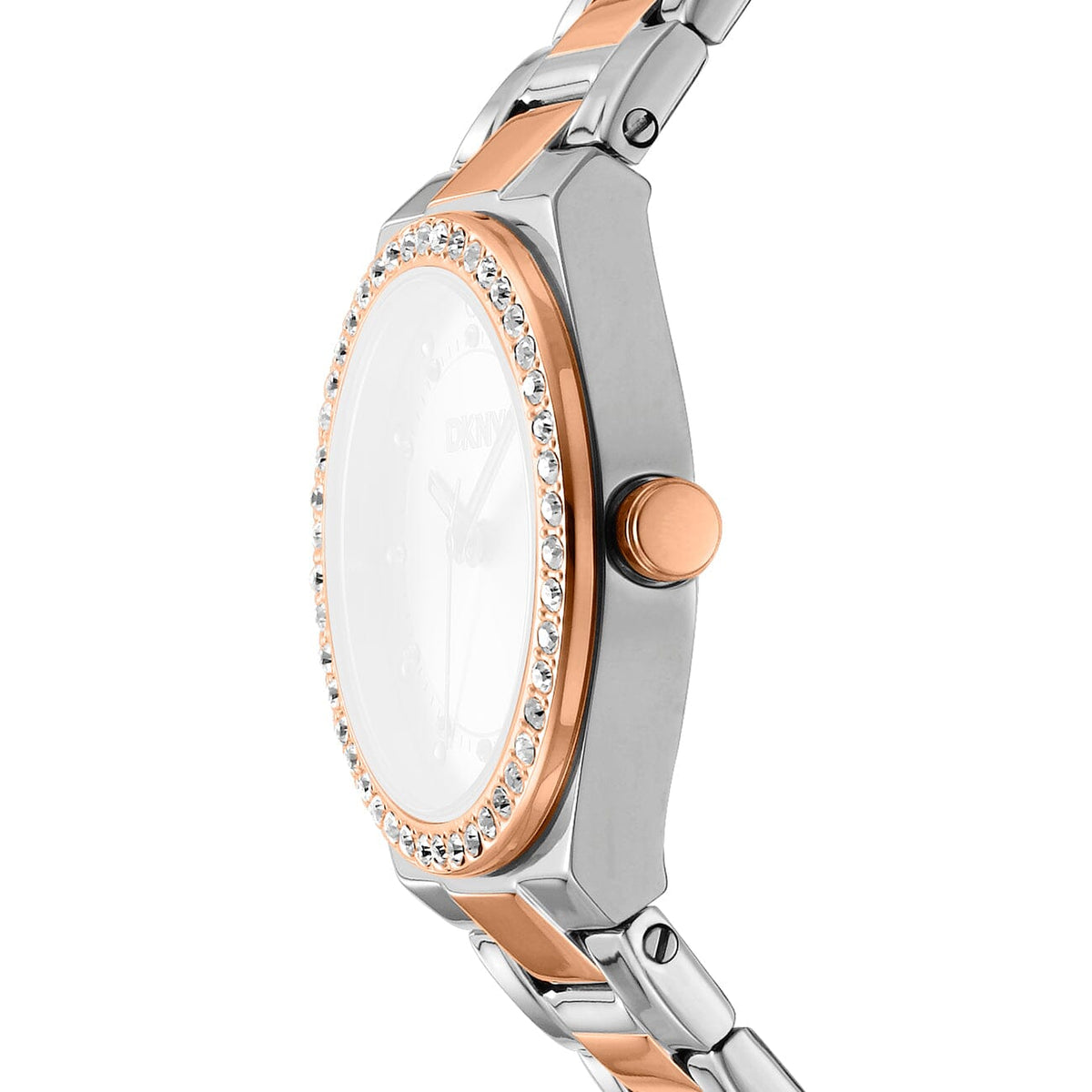 DK5L100M0105 DKNY Women's Rose Gold Dial Two Tone Silver & Rose Gold Stainless Steel Bracelet Watch DKNY 