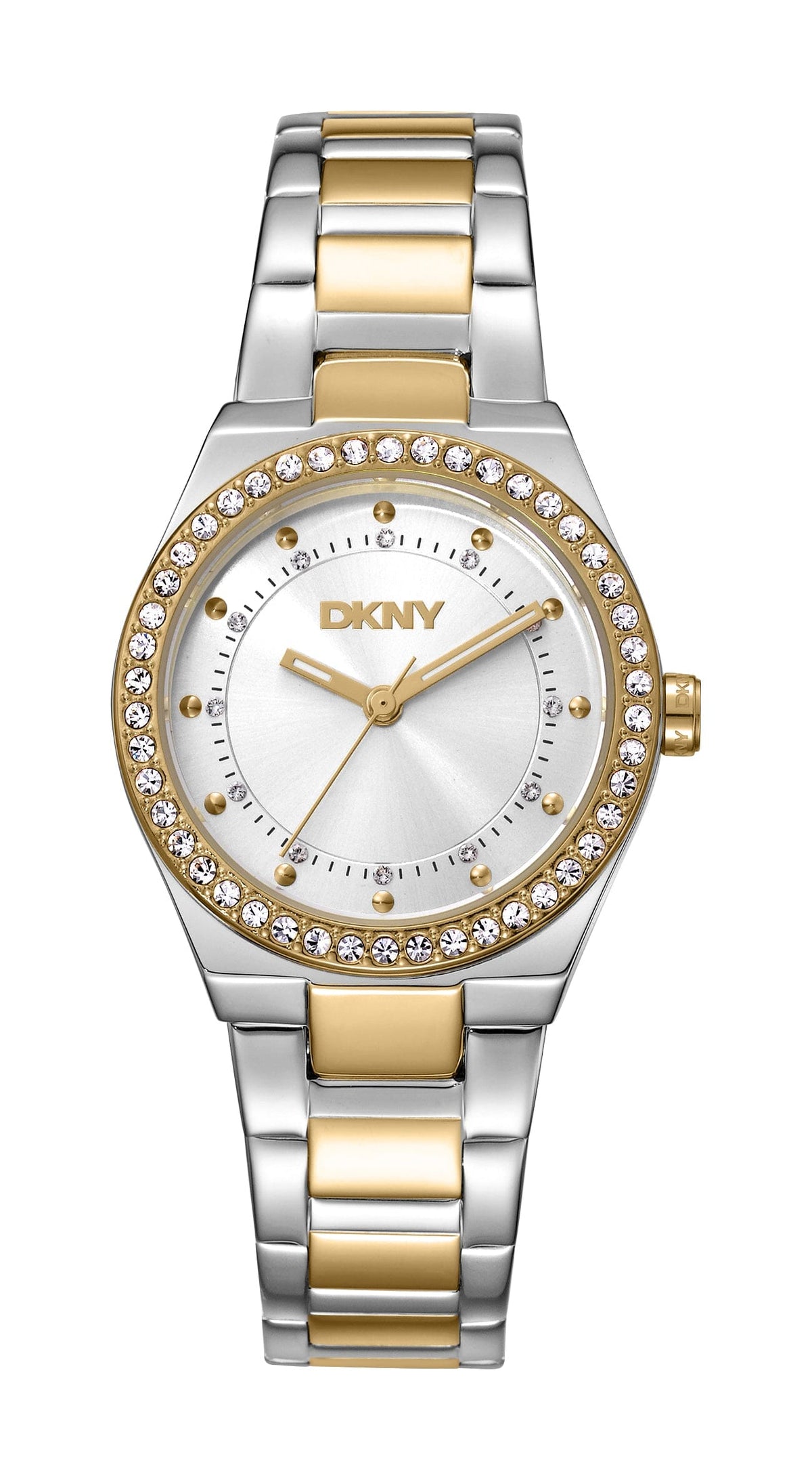 DK5L100M0125 DKNY Women's Silver Dial Two Tone Silver & Gold Stainless Steel Bracelet Watch DKNY 