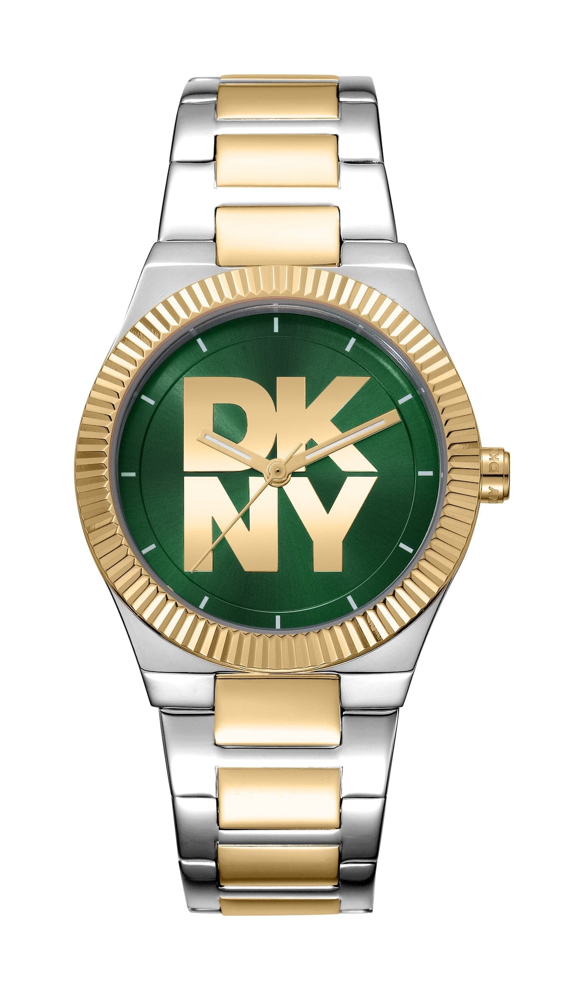 DK5L102M0055 DKNY Women's Dark Green Dial Two Tone Silver & Gold Stainless Steel Bracelet Watch DKNY 