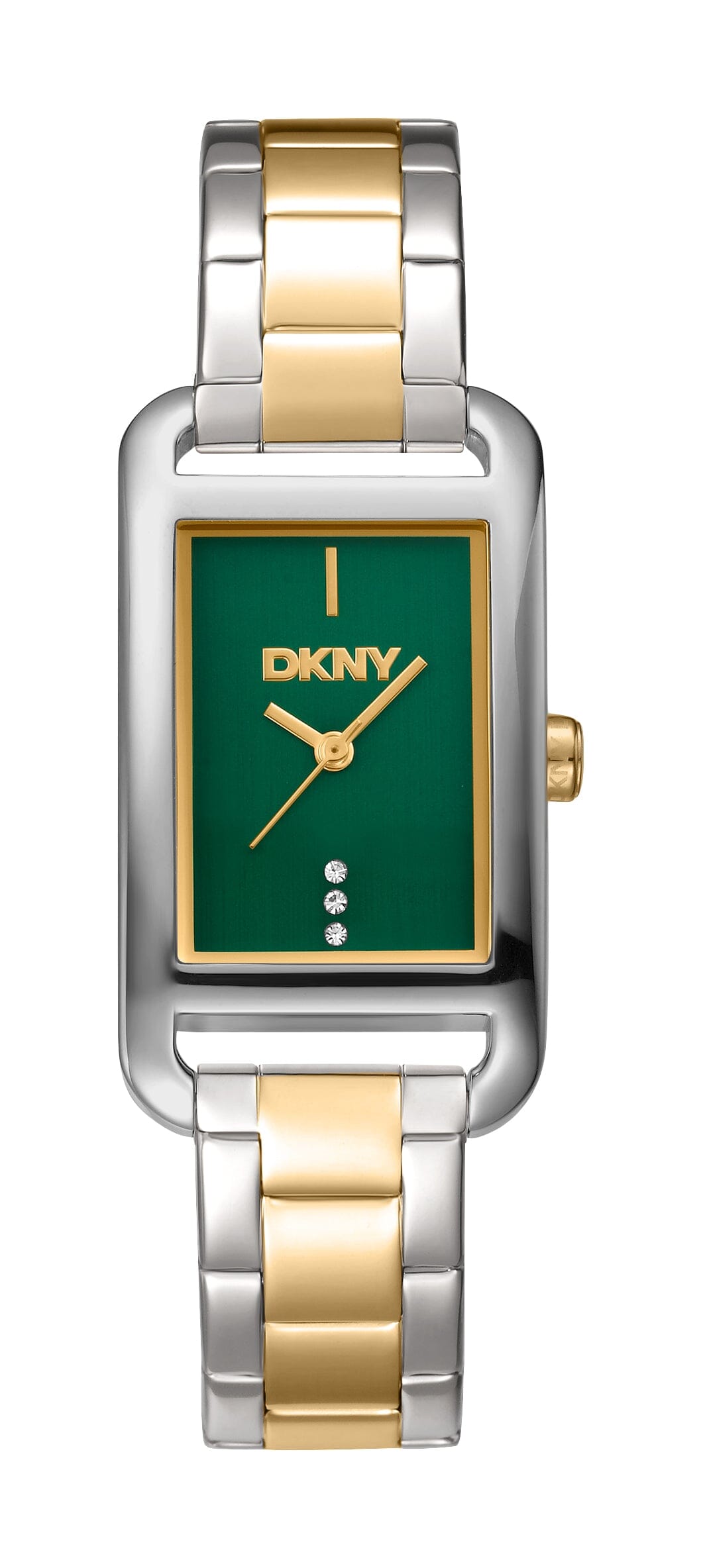 DK5L118M0265 DKNY Women's Dark Green Dial Two Tone Silver & Gold Stainless Steel Bracelet Watch DKNY 
