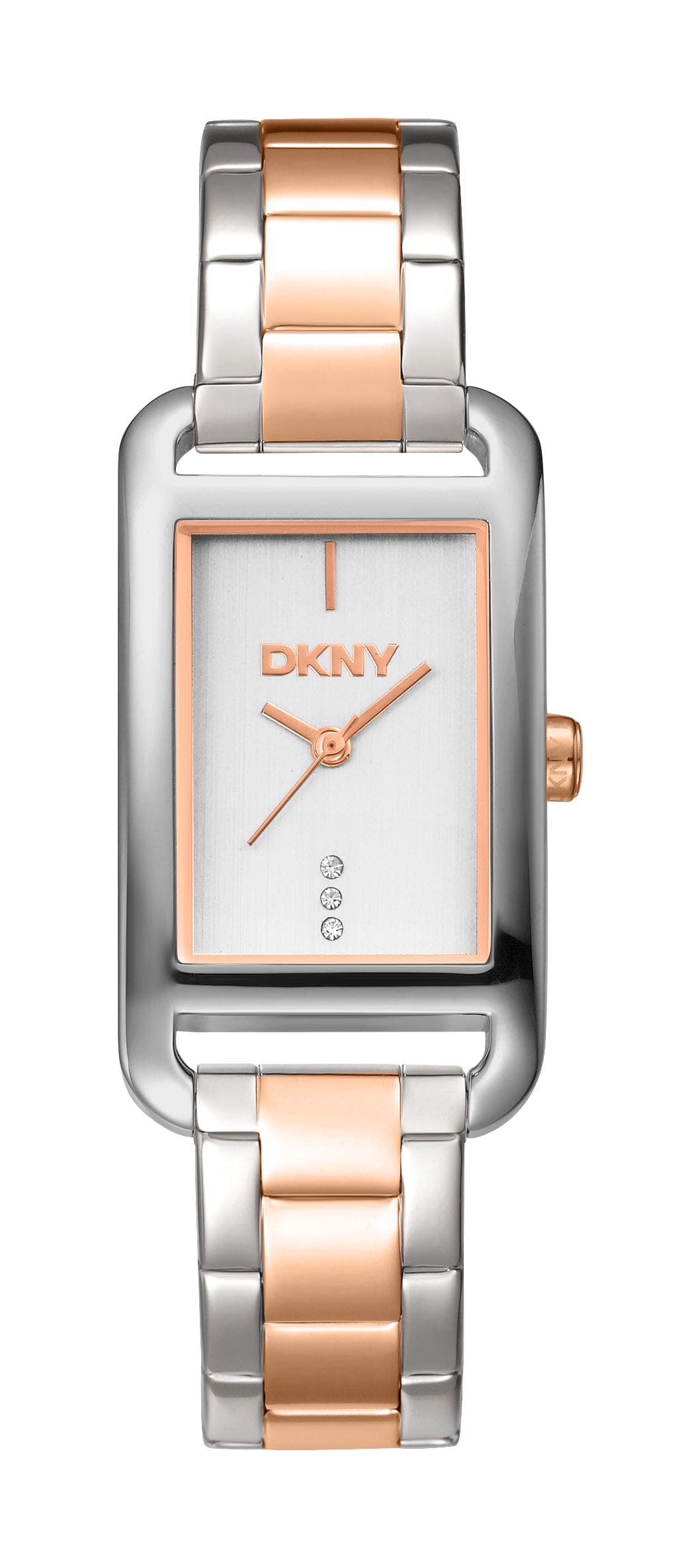 DK5L118M0275 DKNY Women's Silver Dial Two Tone Silver & Rose Gold Stainless Steel Bracelet Watch DKNY 