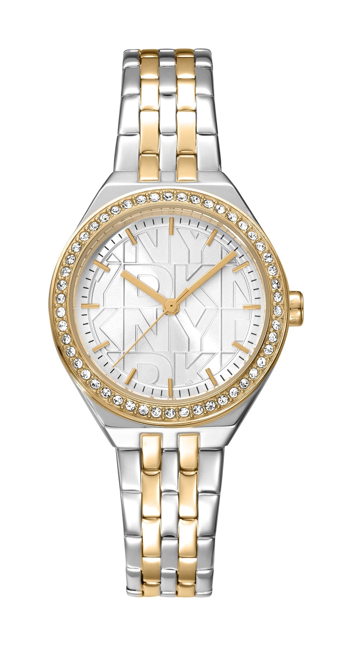DK5L119M0085 DKNY Women's Silver Dial Two Tone Silver & Gold Stainless Steel Bracelet Watch DKNY 