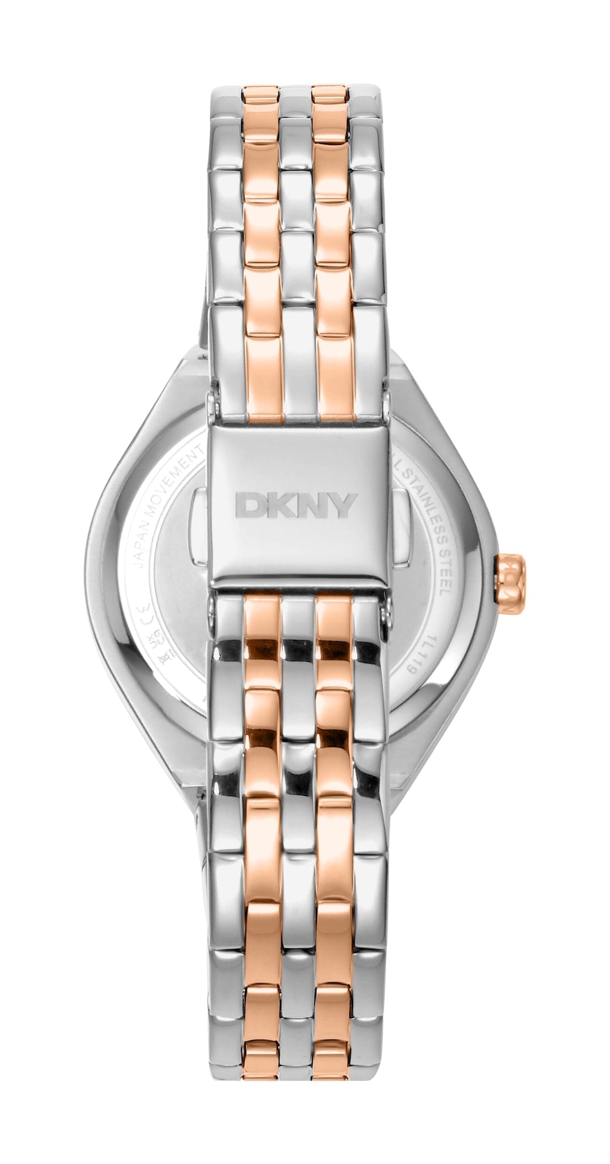 DK5L119M0095 DKNY Women's Silver Dial Two Tone Silver & Rose Gold Stainless Steel Bracelet Watch DKNY 