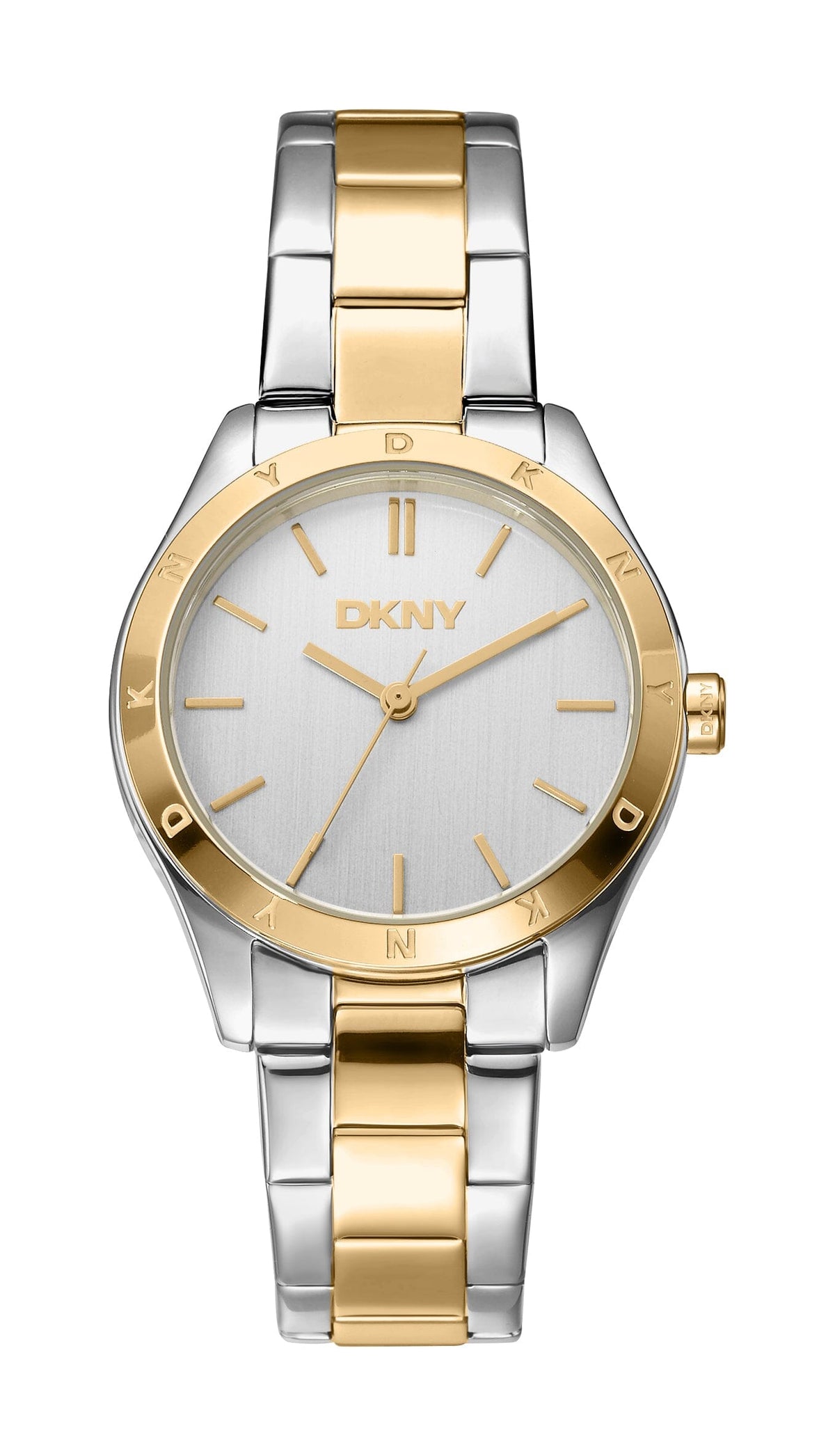 DK5L127M0075 DKNY Women's Silver Dial Two Tone Silver & Gold Stainless Steel Bracelet Watch DKNY 