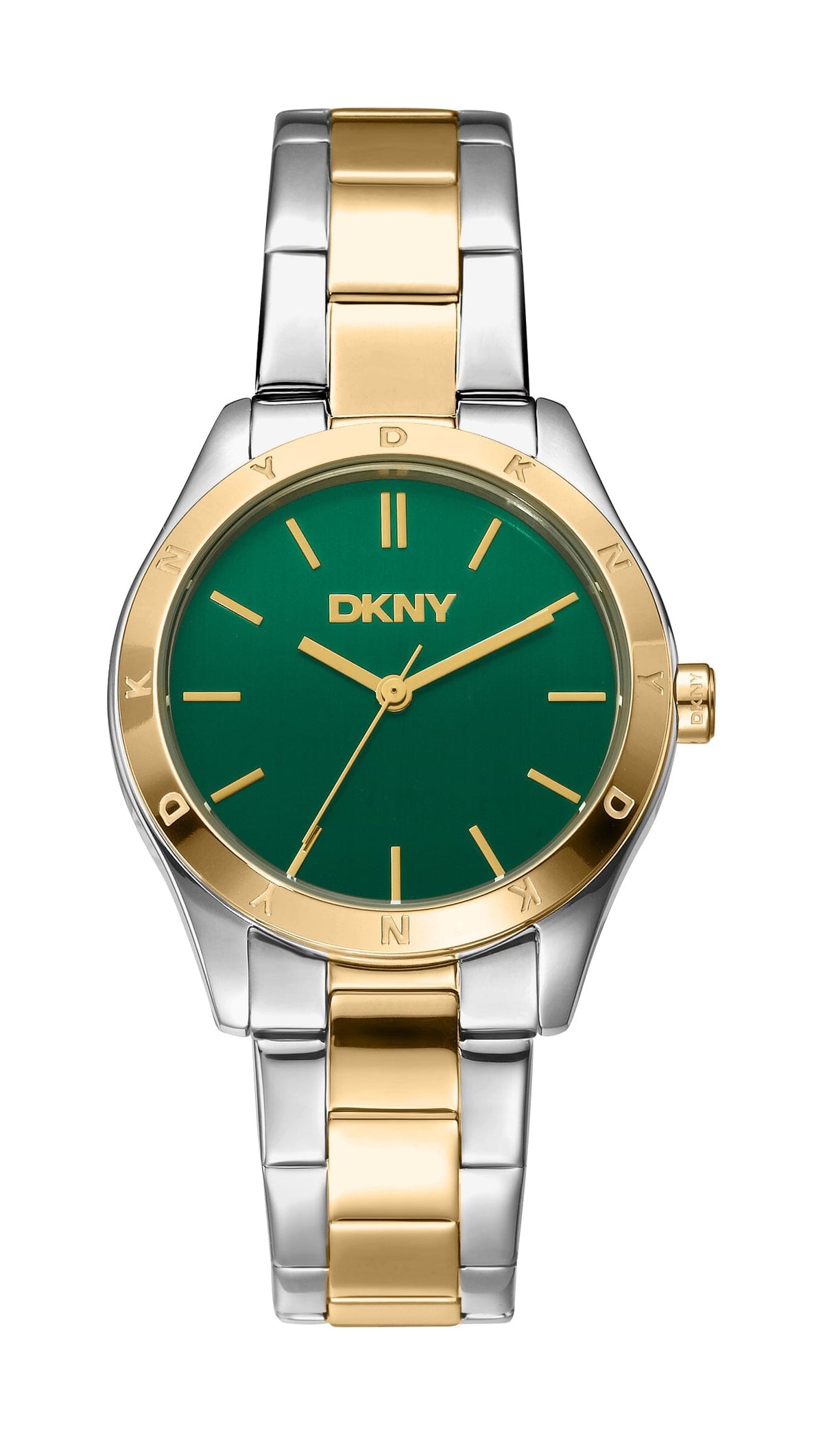 DK5L127M0085 DKNY Women's Dark Green Dial Two Tone Silver & Gold Stainless Steel Bracelet Watch DKNY 