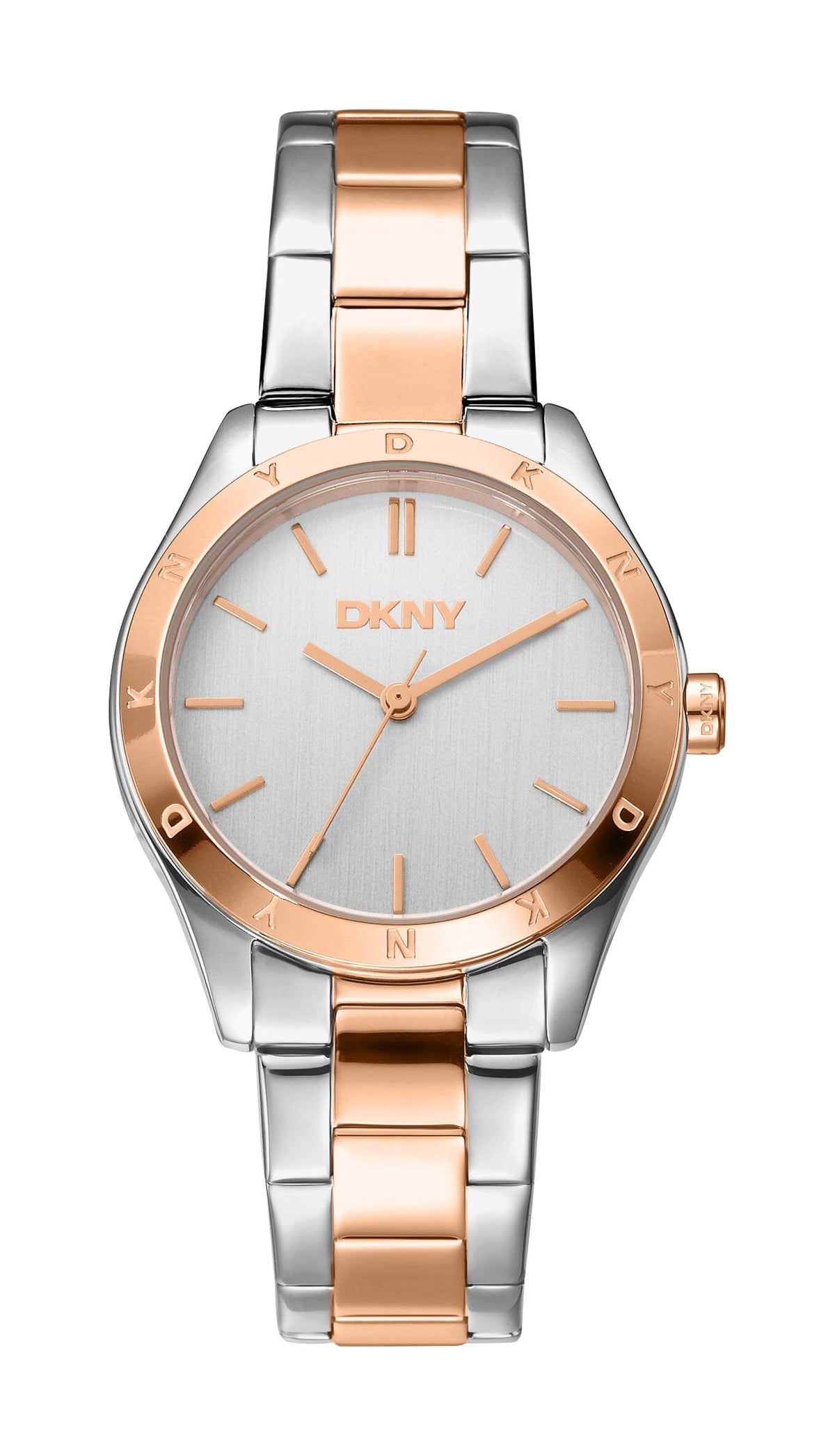 DK5L127M0095 DKNY Women's Silver Dial Two Tone Silver & Rose Gold Stainless Steel Bracelet Watch DKNY 