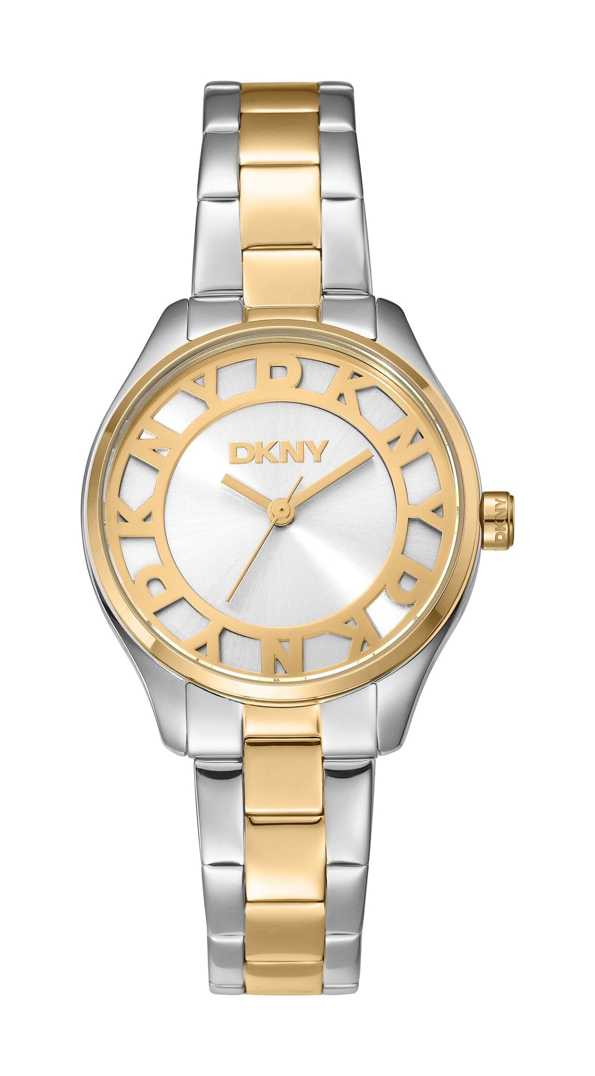 DK5L164M0085 DKNY Women's Silver Dial Two Tone Silver & Gold Stainless Steel Bracelet Watch DKNY 