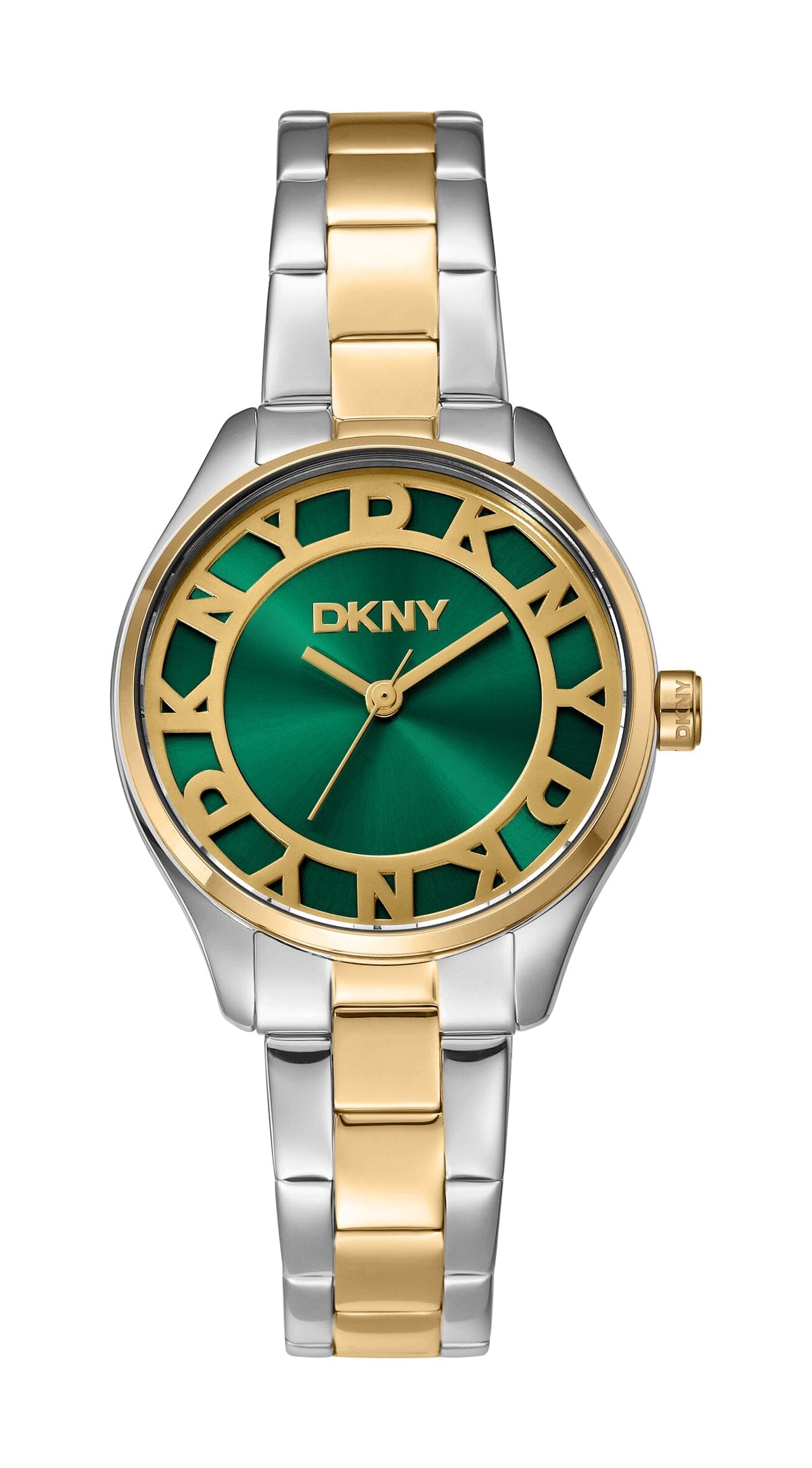 DK5L164M0095 DKNY Women's Dark Green Dial Two Tone Silver & Gold Stainless Steel Bracelet Watch DKNY 