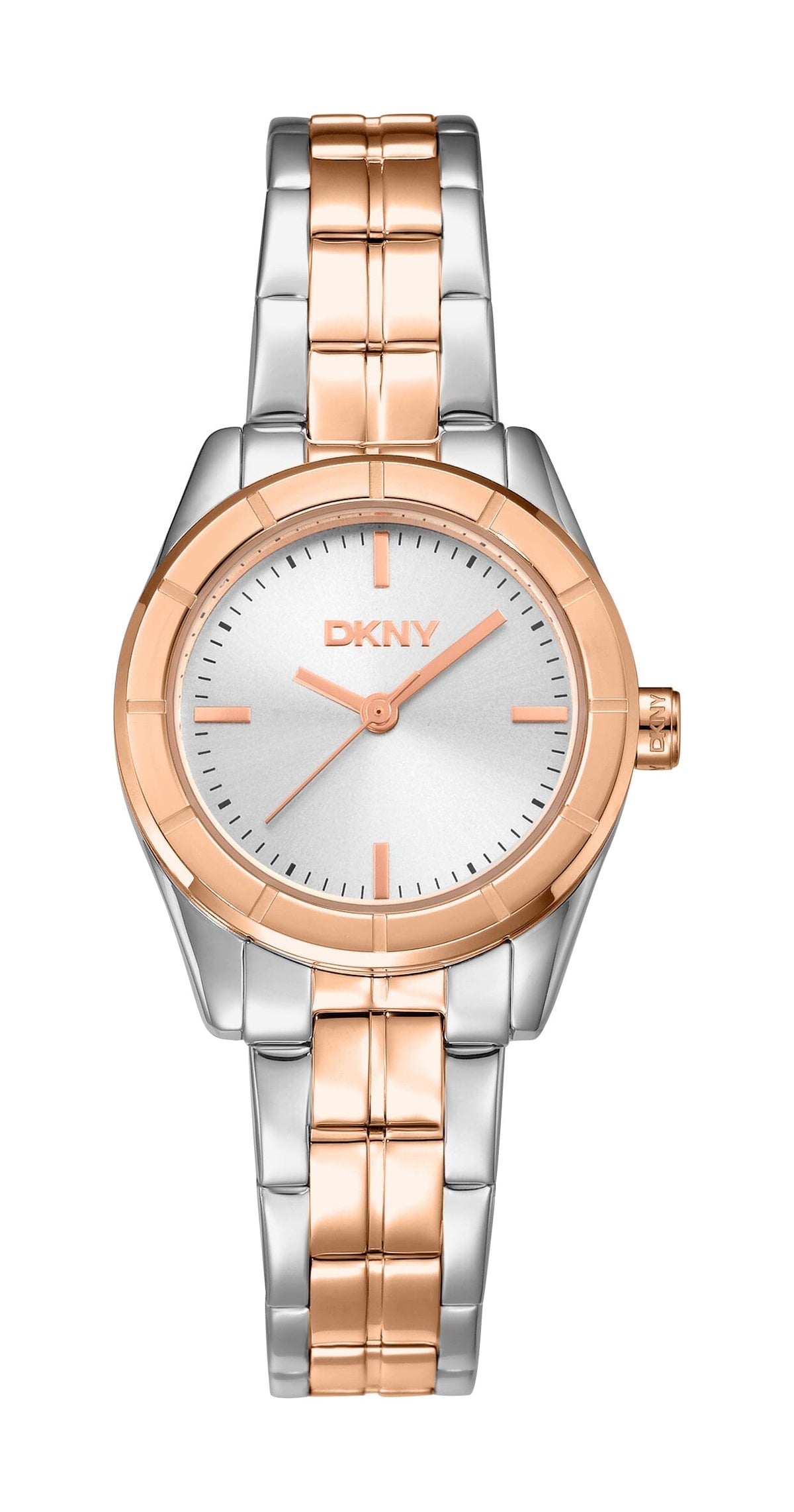 DK5L169M0475 DKNY Women's Silver Dial Two Tone Silver & Rose Gold Stainless Steel Bracelet Watch DKNY 