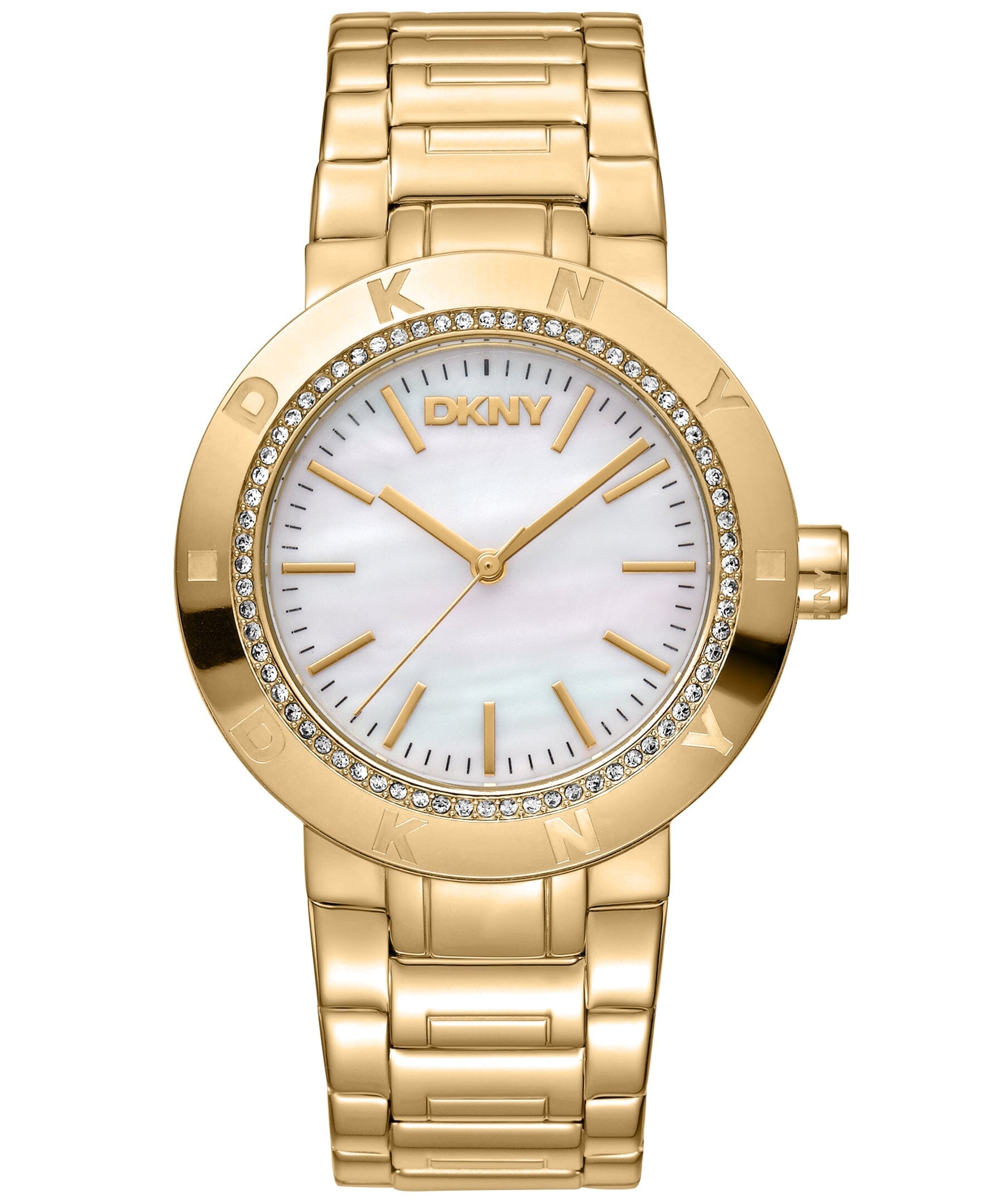 EVENING Eastside Logo White MOP Gold Womens Watch DKNY 
