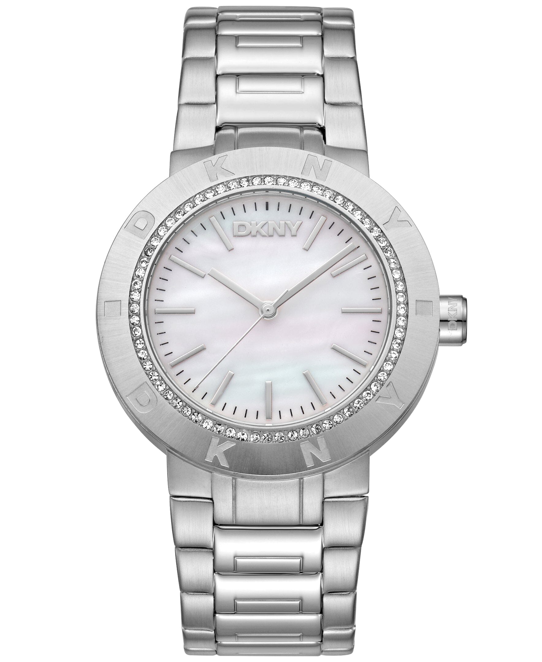 EVENING Eastside Logo White MOP Silver Womens Watch DKNY 