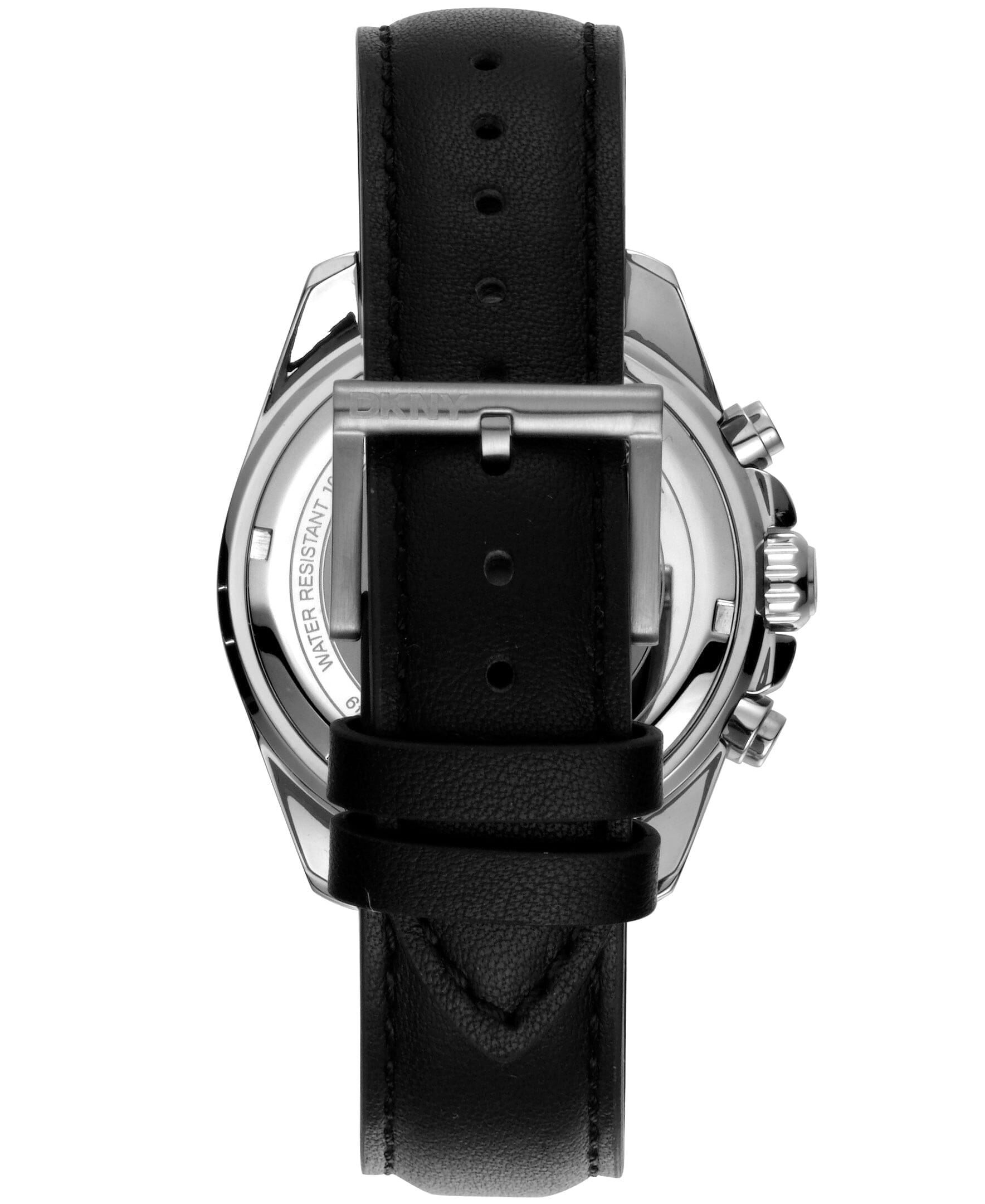 EVERYDAY Central Park Chrono Black Dial Leather Strap Men's Watch DKNY 
