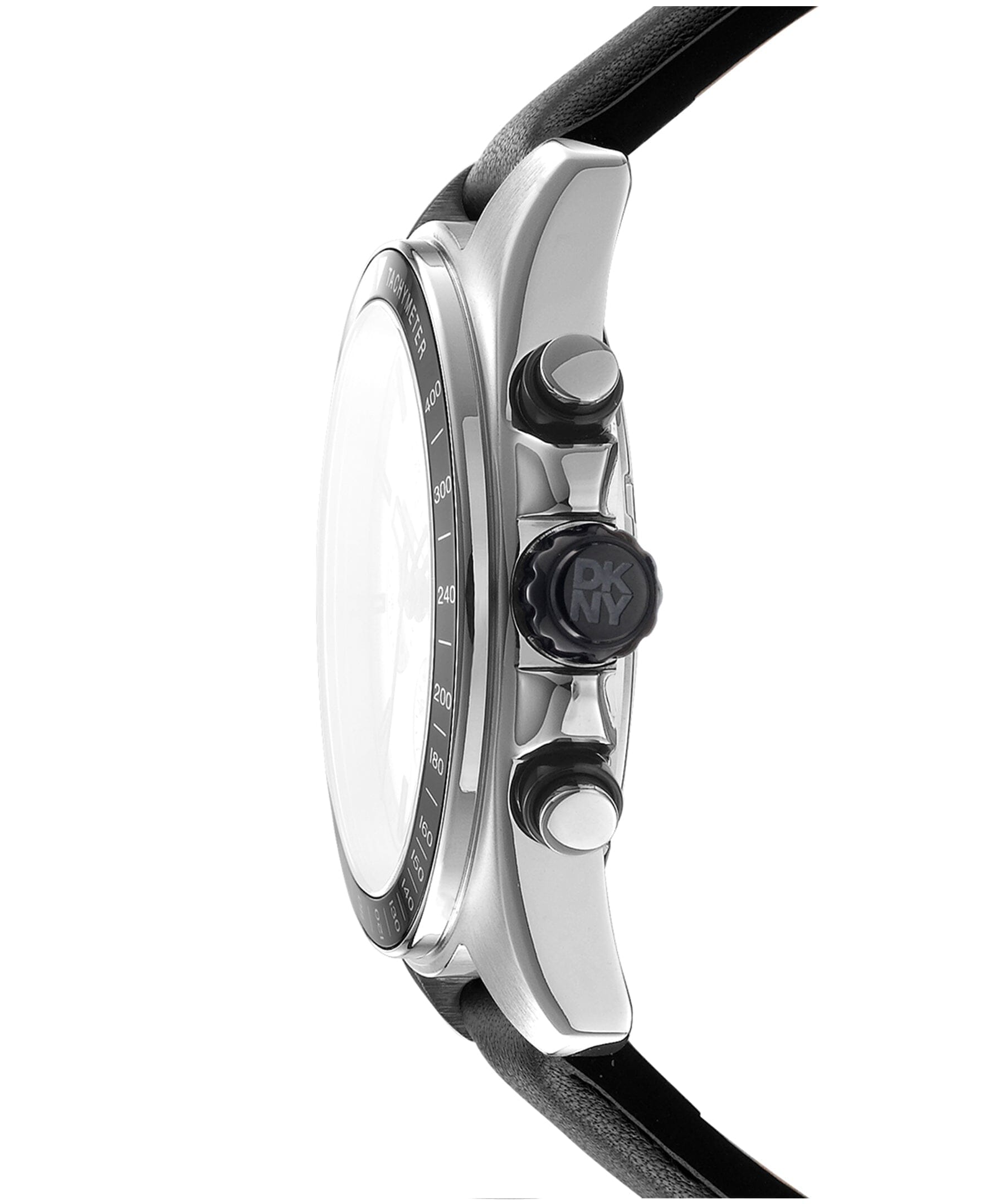 EVERYDAY Central Park Chrono Silver Leather Strap Men's Watch DKNY 