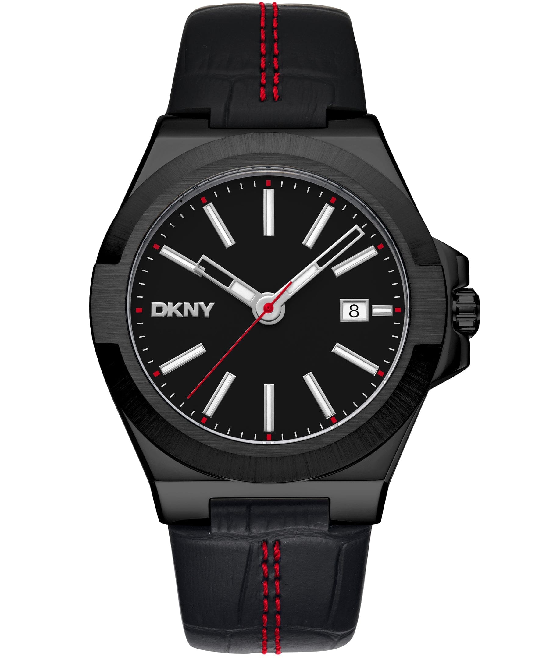 EVERYDAY Modernist Black Dial Leather Strap Men's Watch DKNY 