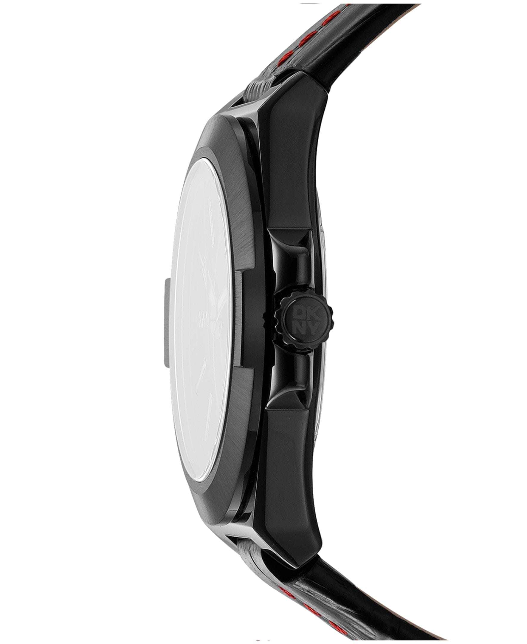 EVERYDAY Modernist Black Dial Leather Strap Men's Watch DKNY 