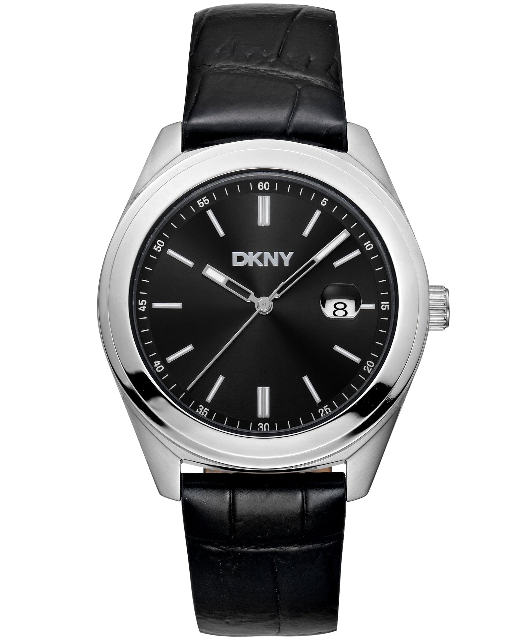 EVERYDAY Modernist Black Leather Strap Men's Watch DKNY 
