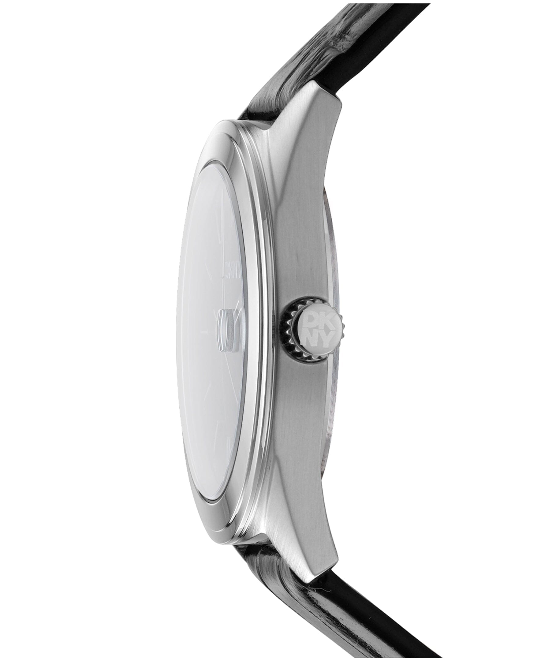 EVERYDAY Modernist Black Leather Strap Men's Watch DKNY 
