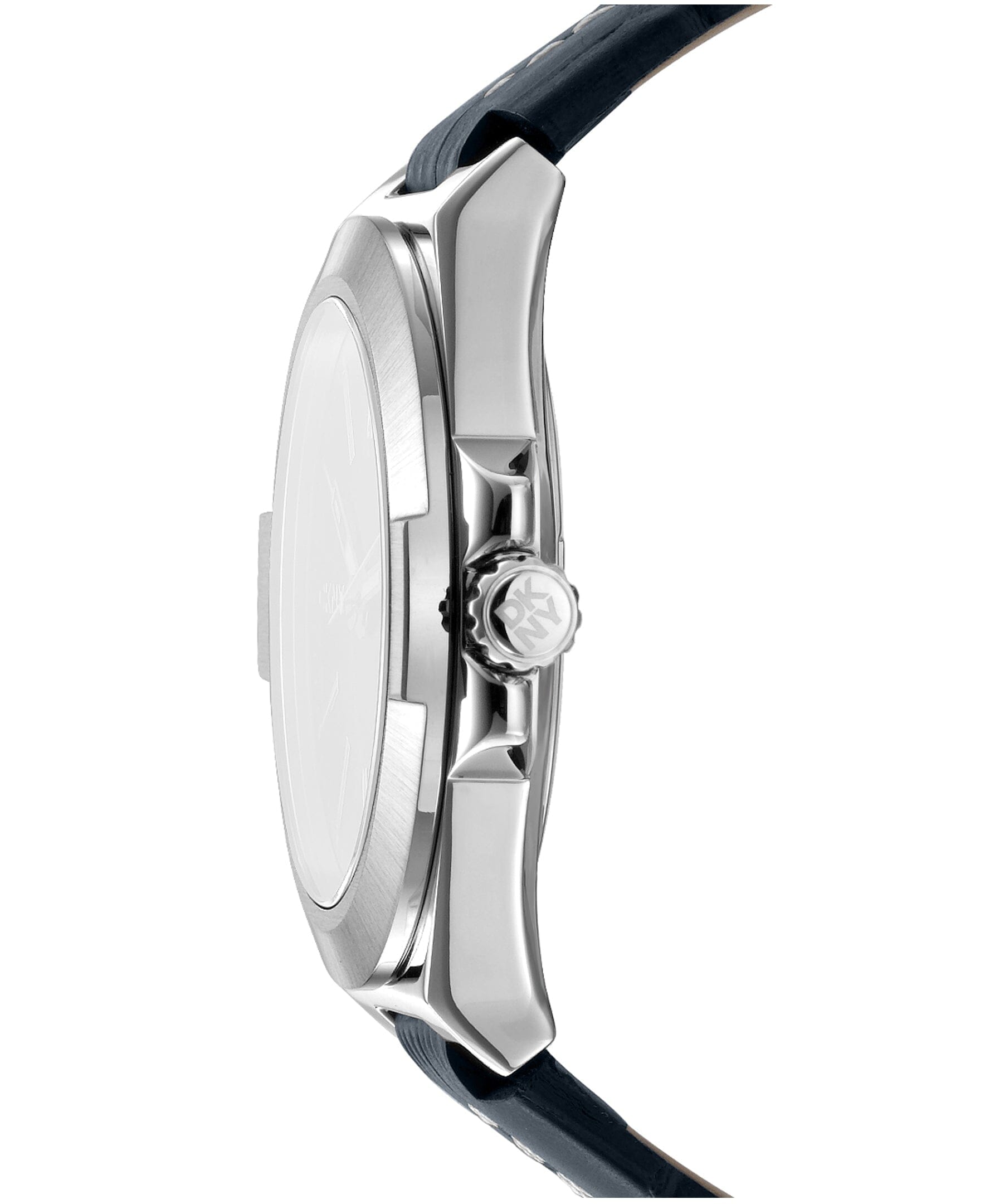 EVERYDAY Modernist Silver Dial Leather Strap Men's Watch DKNY 