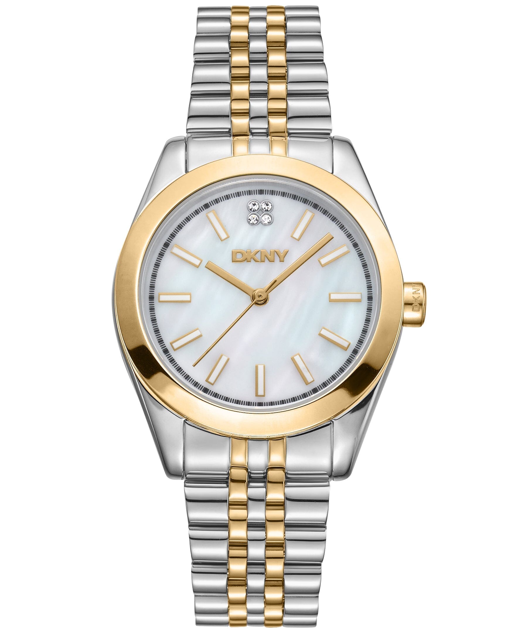 EVERYDAY Nolita Midi Two Tone Silver & Gold White MOP Women's Watch DKNY 