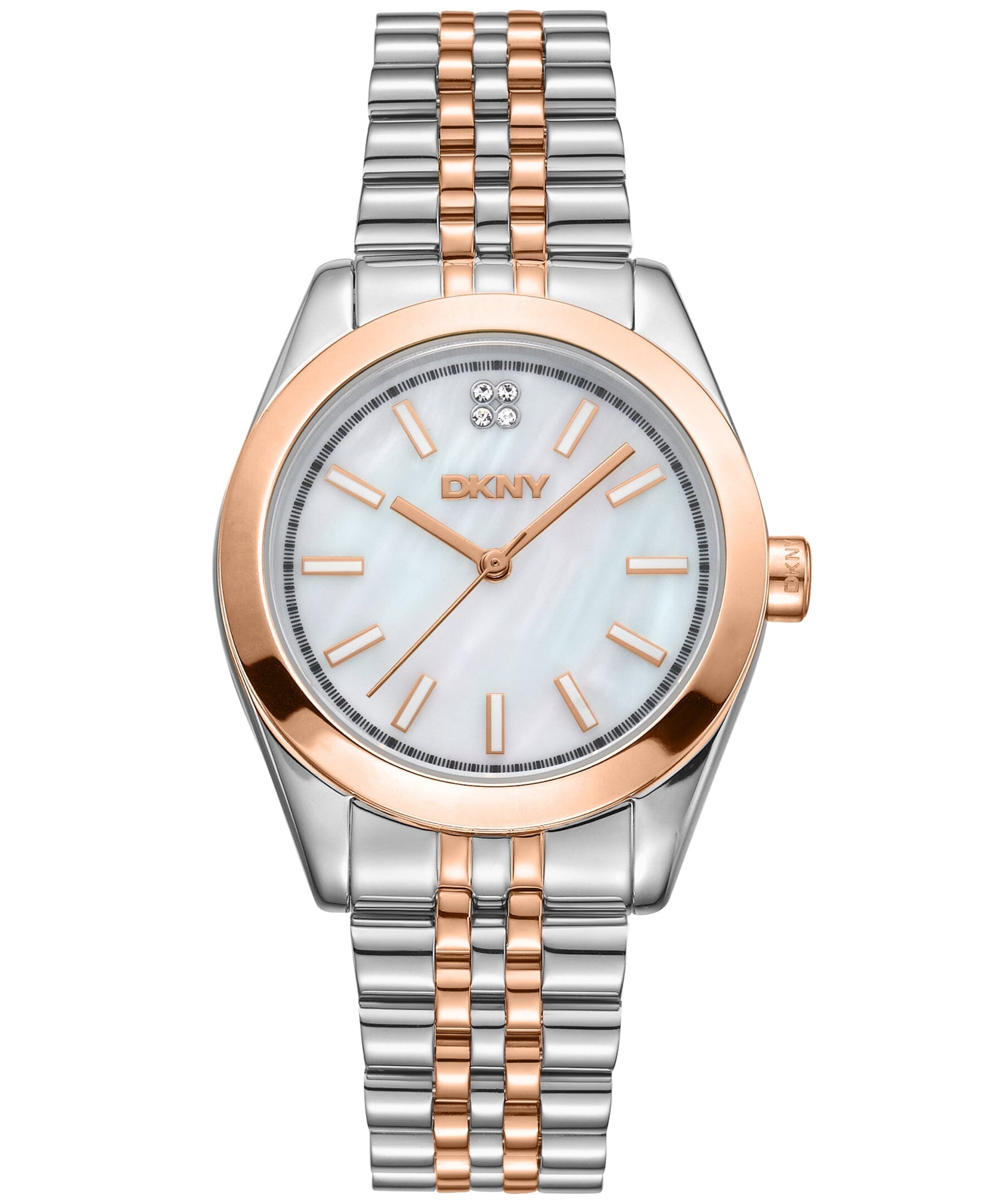 EVERYDAY Nolita Midi Two Tone Silver & Rose Gold White MOP Women's Watch DKNY 