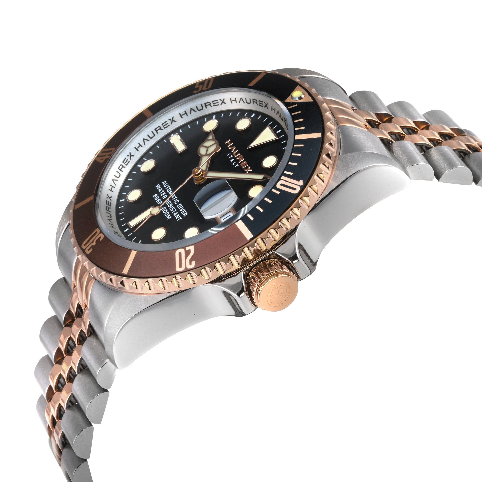 Haurex Italy Eterno Men's Black/Brown Bezel Automatic Watch Watch Haurex 