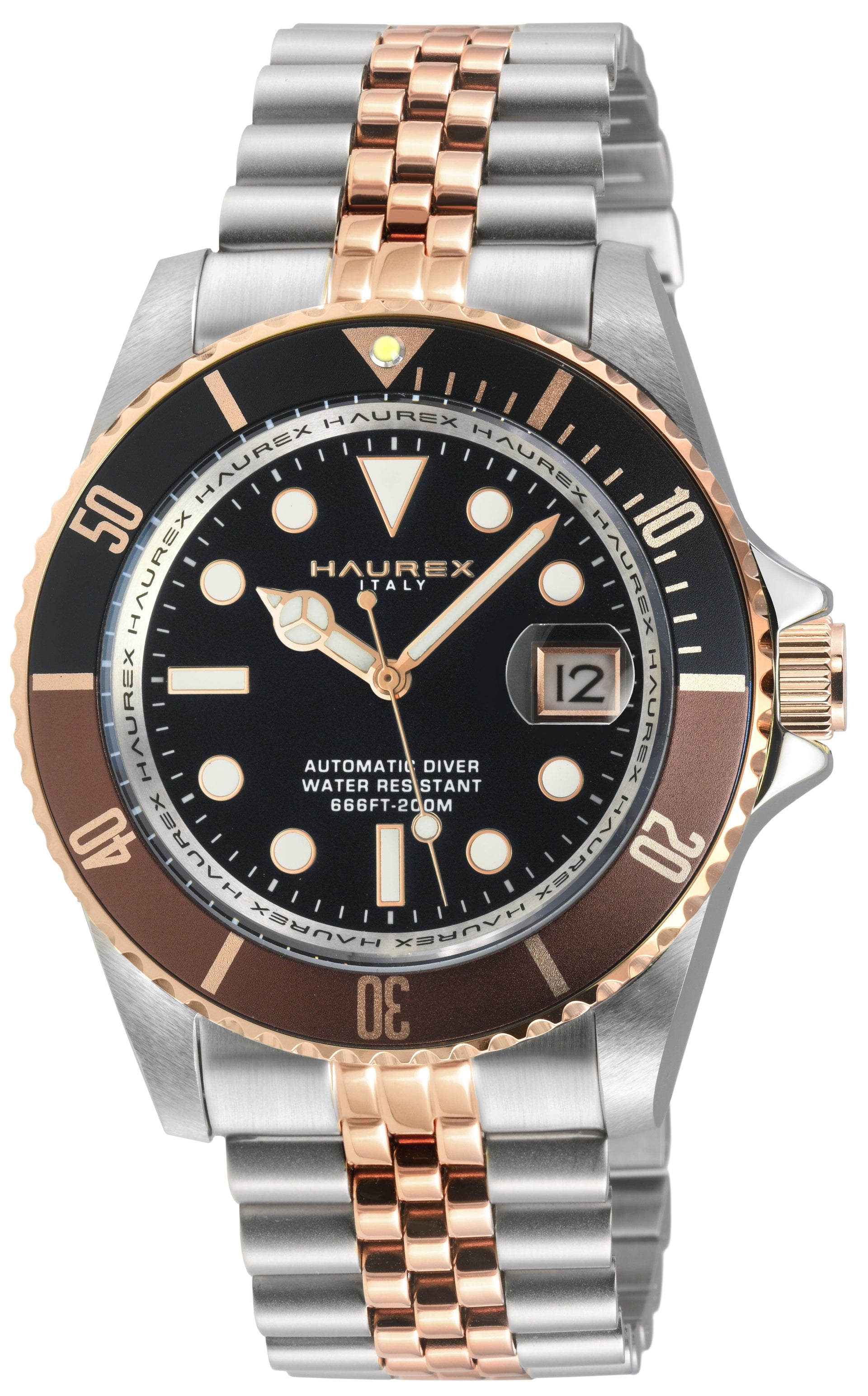 Haurex Italy Eterno Men's Black/Brown Bezel Automatic Watch Watch Haurex 