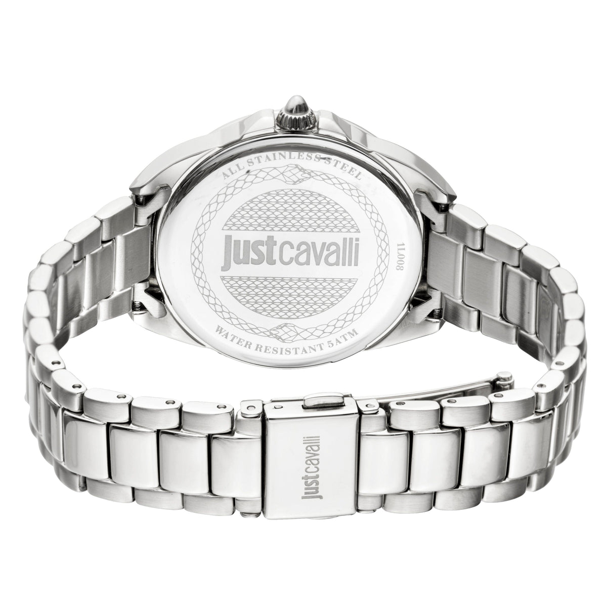 JC1L008M0065 Women's Just Cavalli Logo Silver Stainless Steel Quartz Watch Just Cavalli 