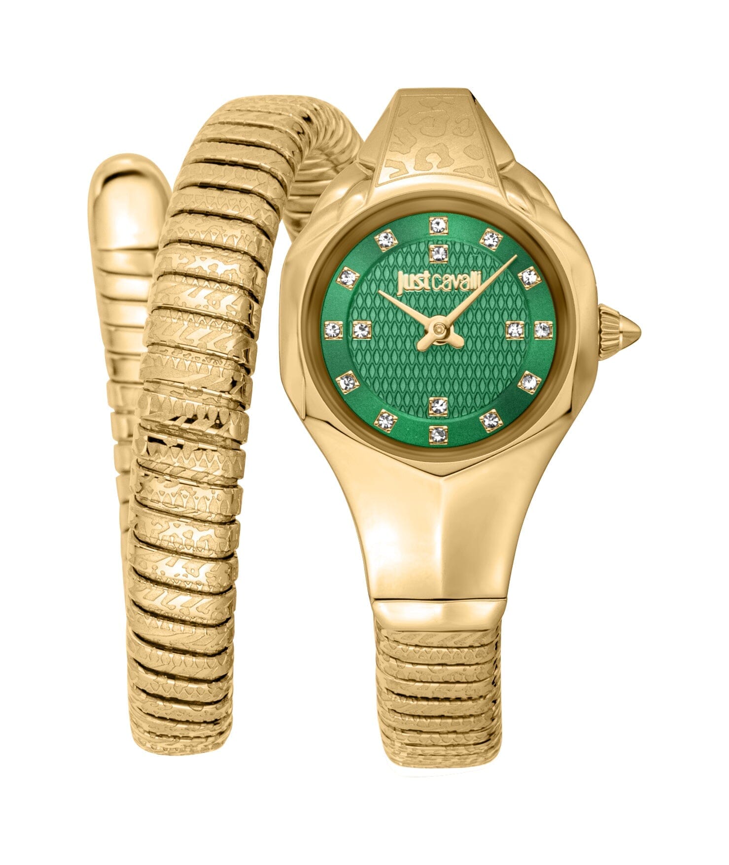 Just Cavalli Amalfi Women’s Gold Stainless Steel Snake Watch with Green Dial Just Cavalli 