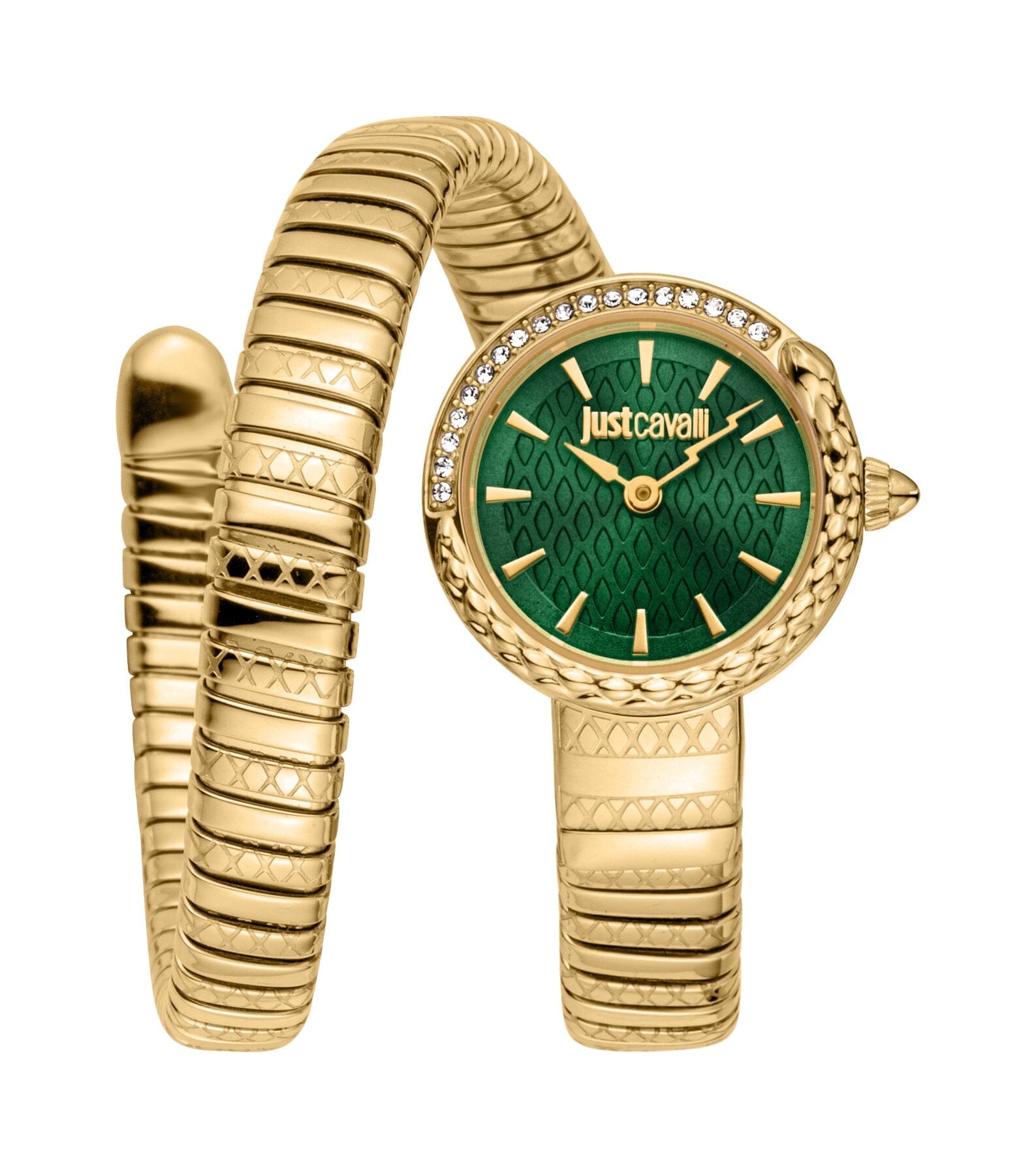 Just Cavalli Cerchio Snake Women’s Gold Stainless Steel Snake Watch with Green Dial Just Cavalli 