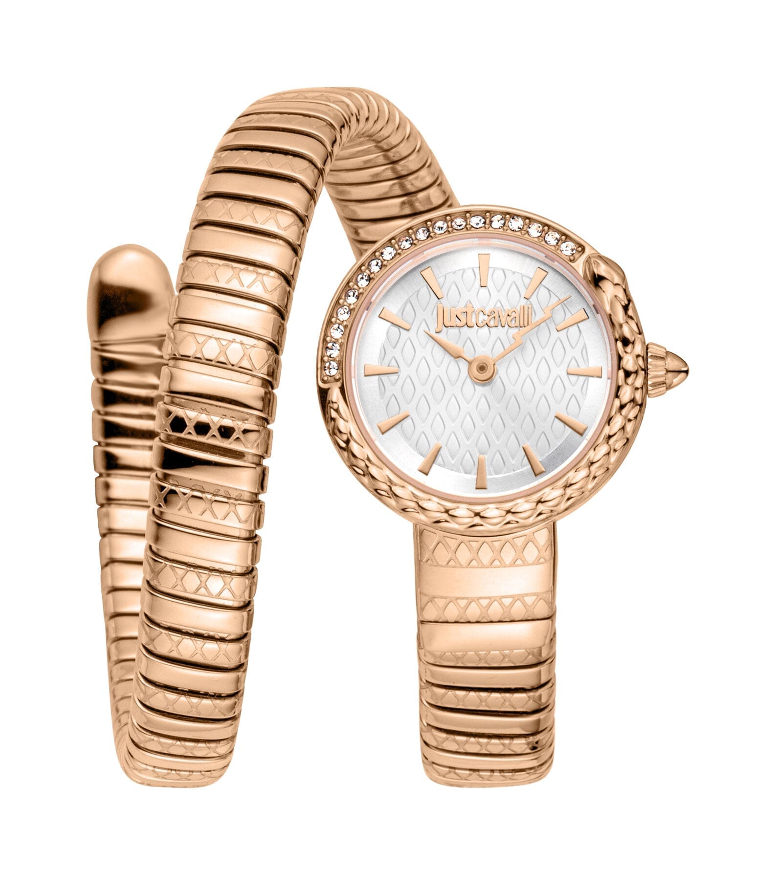 Just Cavalli Cerchio Snake Women’s Rose Gold Snake Watch with Silver Dial Just Cavalli 