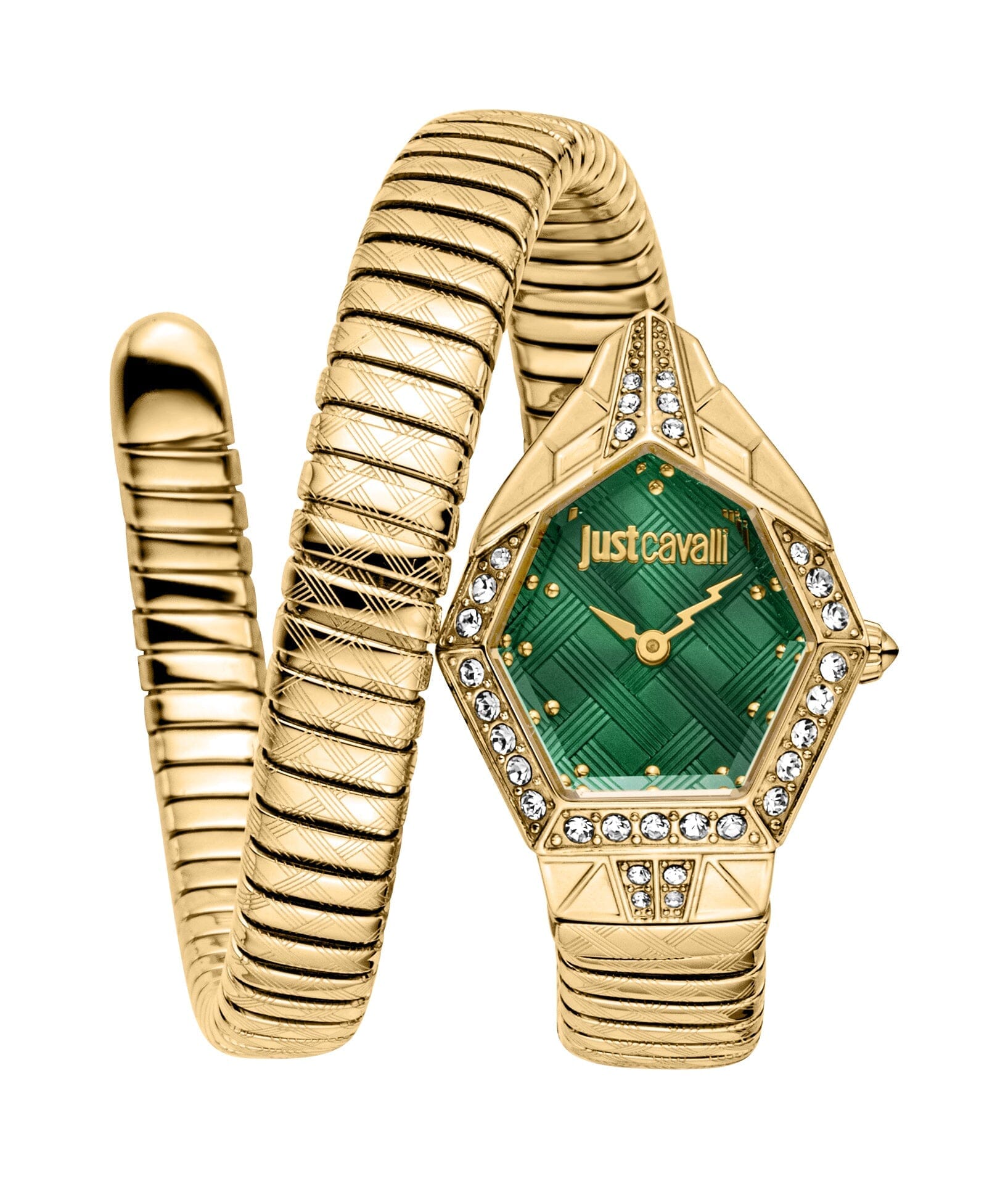 Just Cavalli Women’s Gold Stainless Steel Snake Watch with Green Dial Just Cavalli 