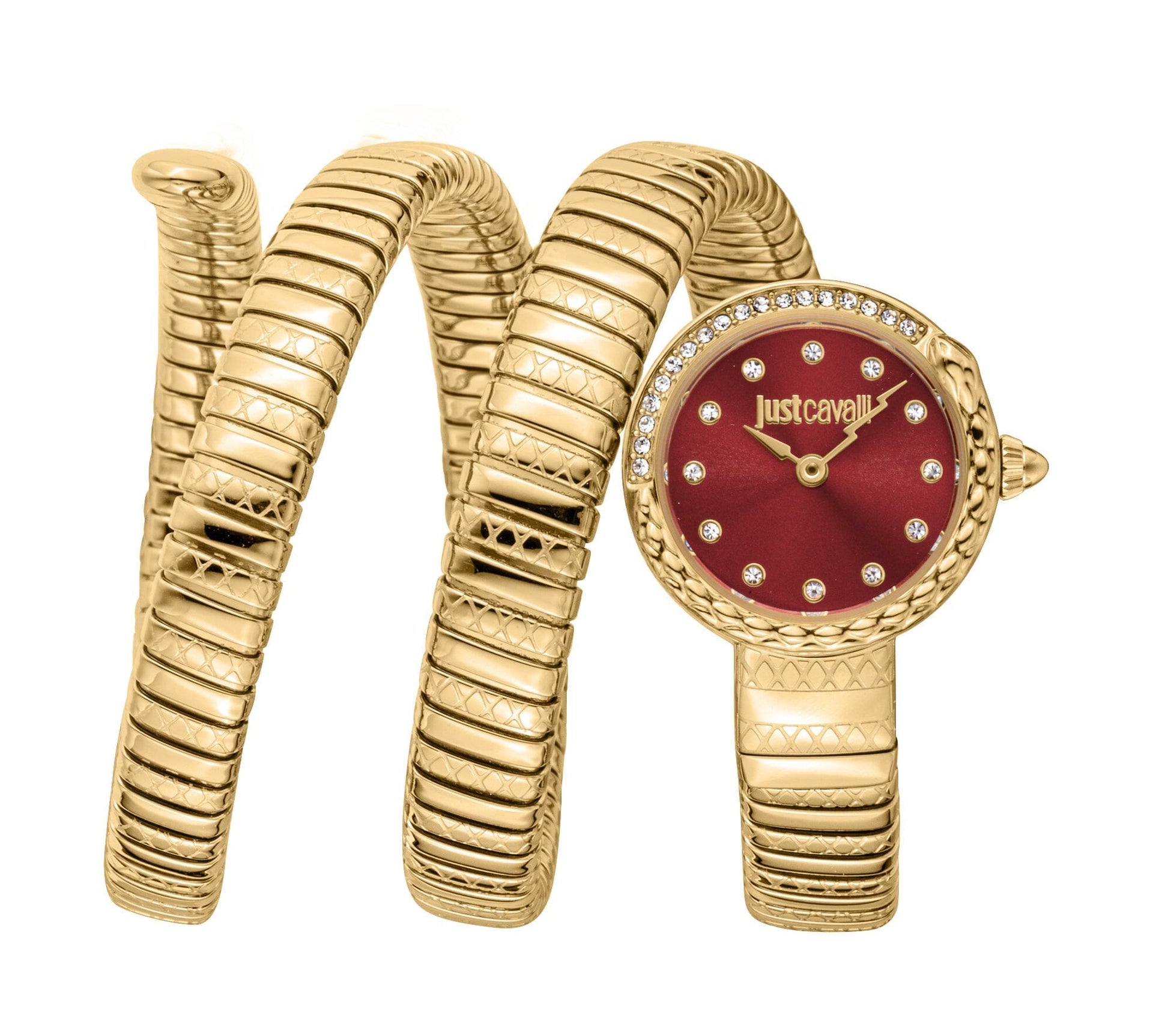 Just Cavalli Women’s Gold Stainless Steel Snake Watch with Red dial Just Cavalli 