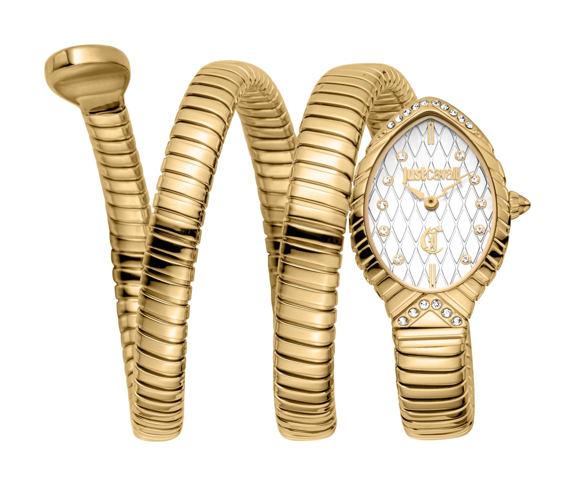 Just Cavalli Women’s Gold Stainless Steel Snake Watch with Silver Dial Just Cavalli 